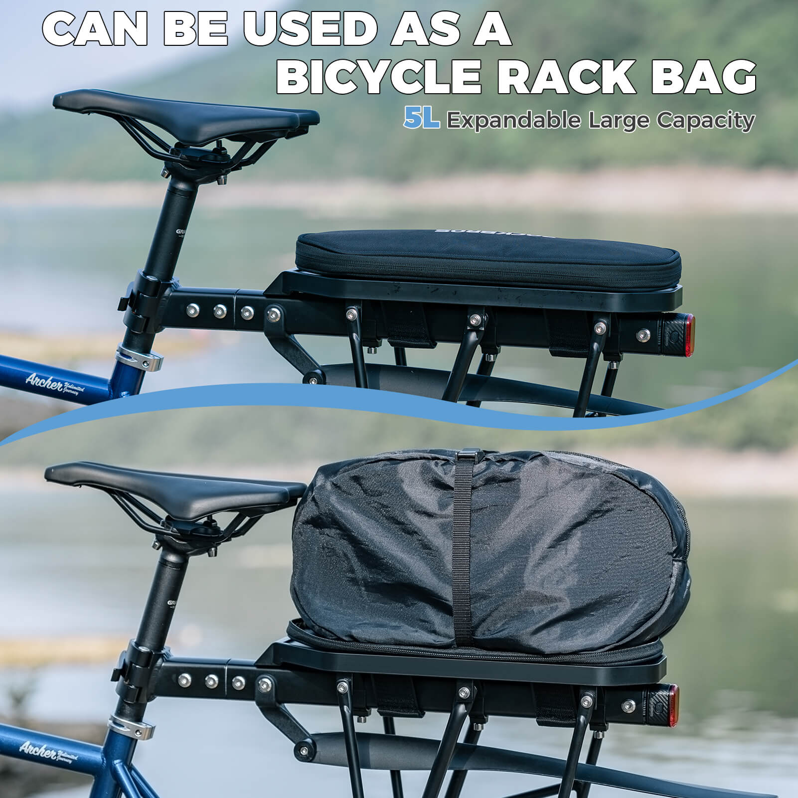 MTB multi functional bike rack bag with 5L capacity, rear seat storage bag for cycling gear – ROCKBROS