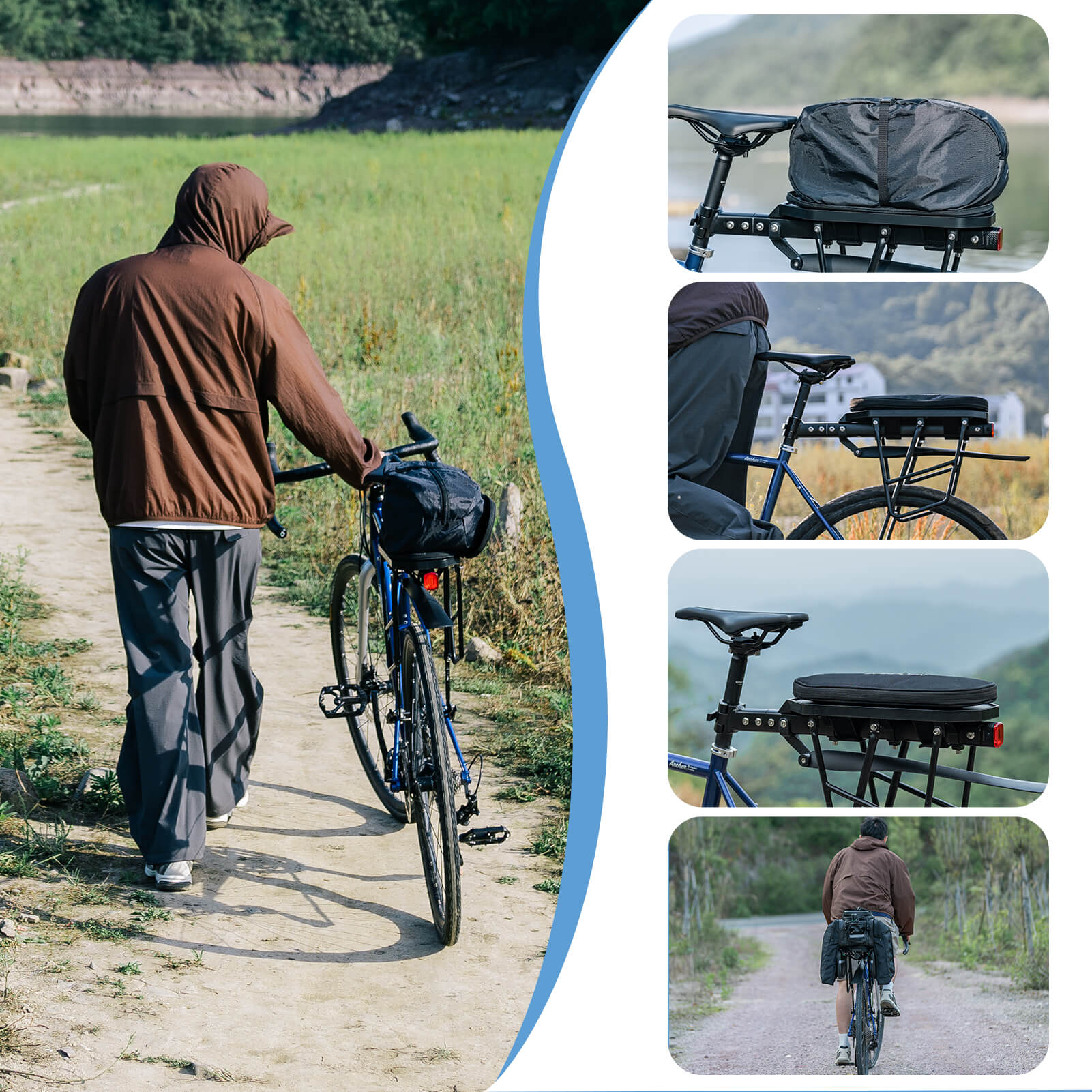 MTB multi functional bike rack bag with 5L capacity, rear seat storage bag for cycling gear – ROCKBROS