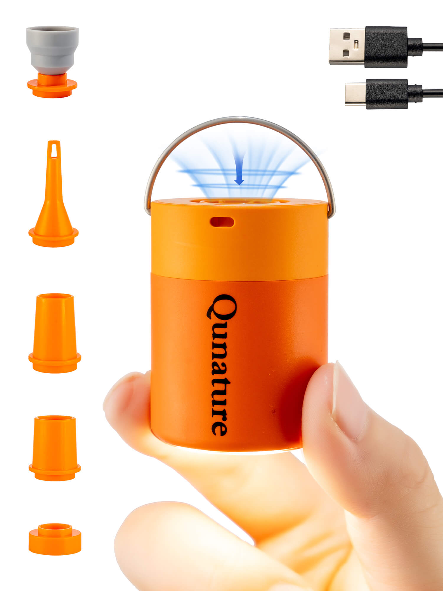 Qunature ATOMIC Mini Electric Air Pump for camping and outdoor inflatables
#Color_Orange