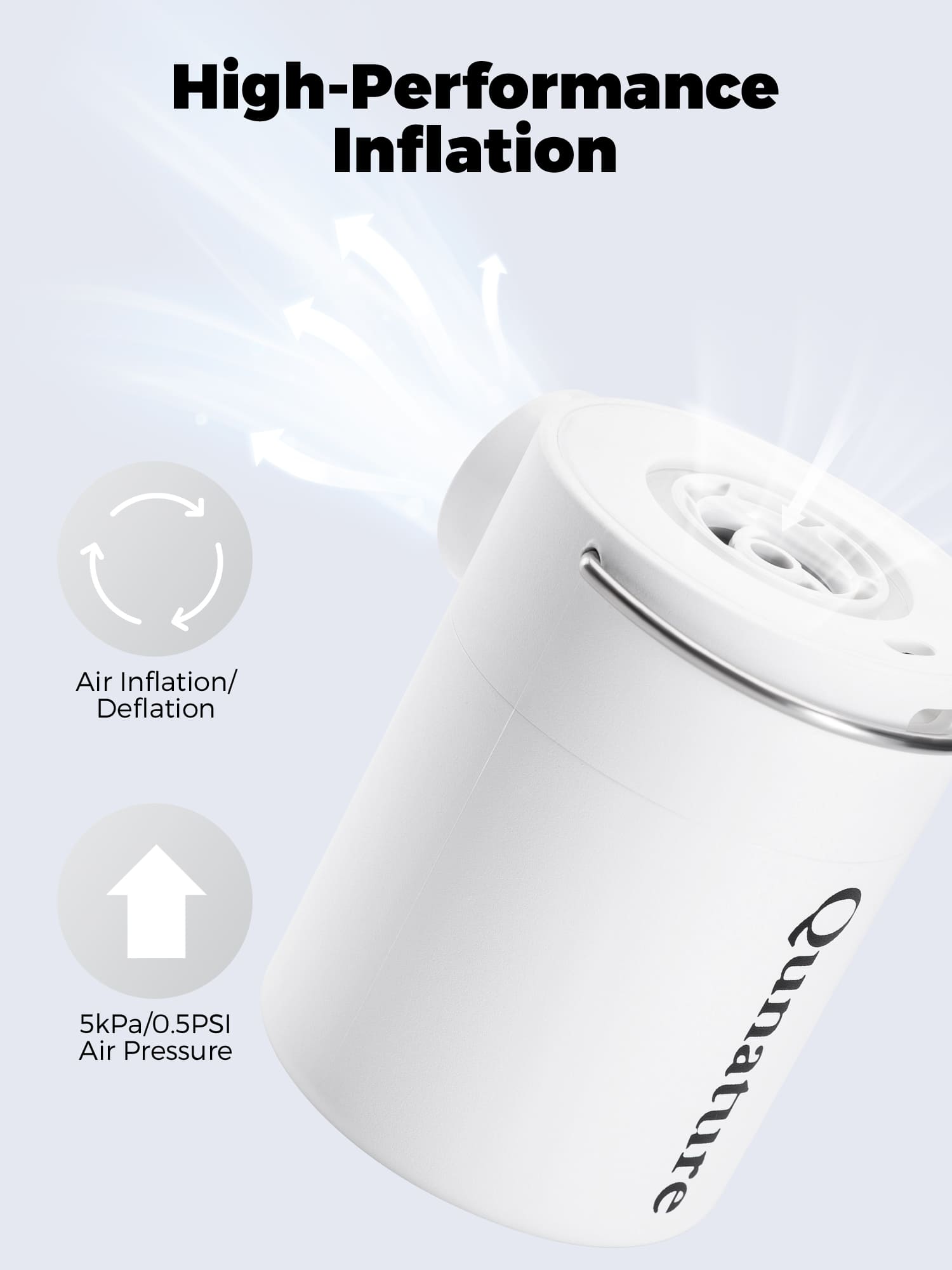 Qunature ATOMIC Mini Air Pump delivering high-performance fast inflation
#Color_White
