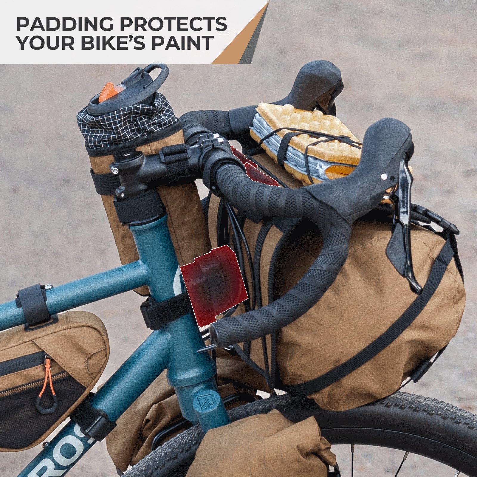 Bicycle handlebar cradle by Qunature with thickened protective pads to prevent frame scratches and cable damage.