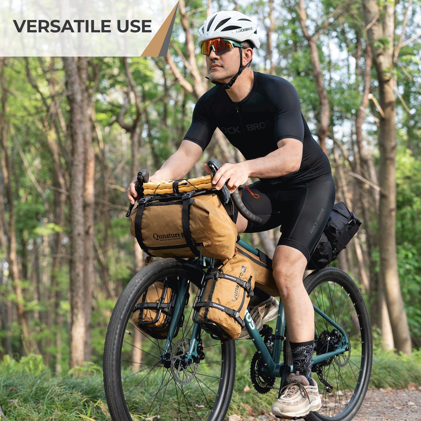 Bicycle handlebar cradle by Qunature with thickened protective pads to prevent frame scratches and cable damage.