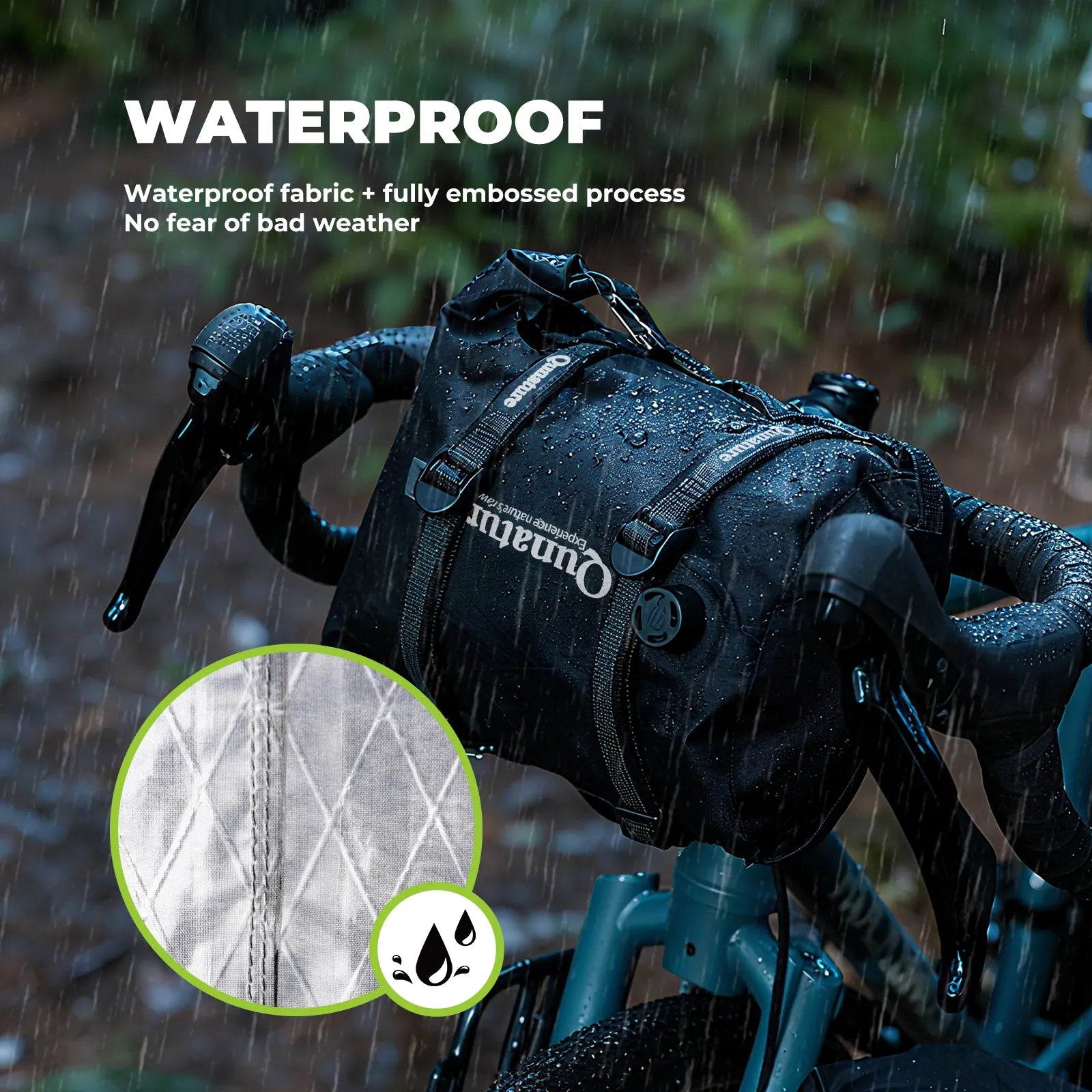 Qunature waterproof bikepacking compression dry bag for cycling, bike touring, and camping adventures