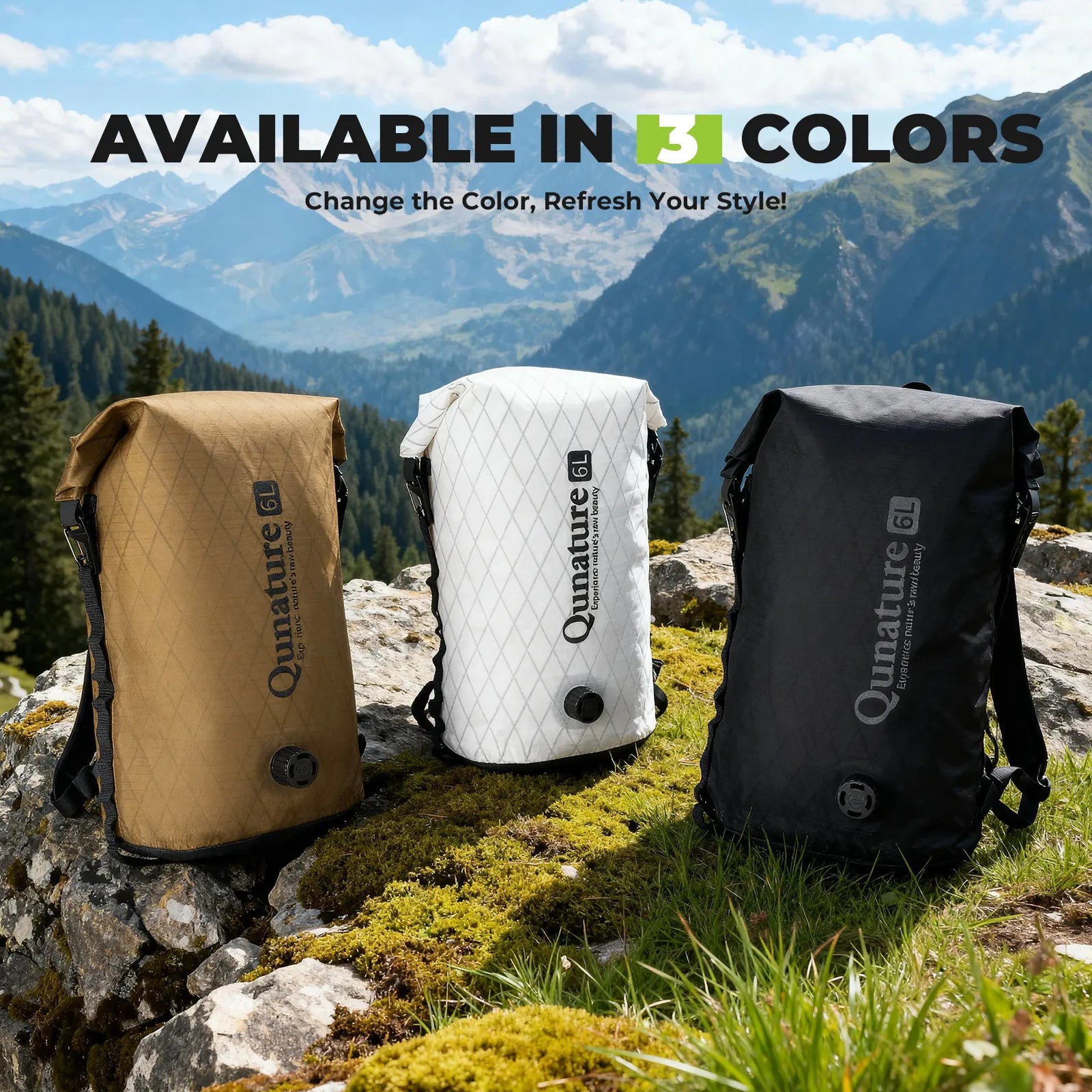 Qunature waterproof bikepacking compression dry bag for cycling, bike touring, and camping adventures