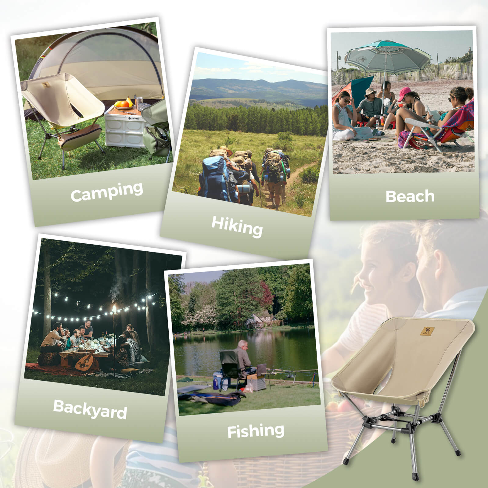Qunature folding camp chair in outdoor
