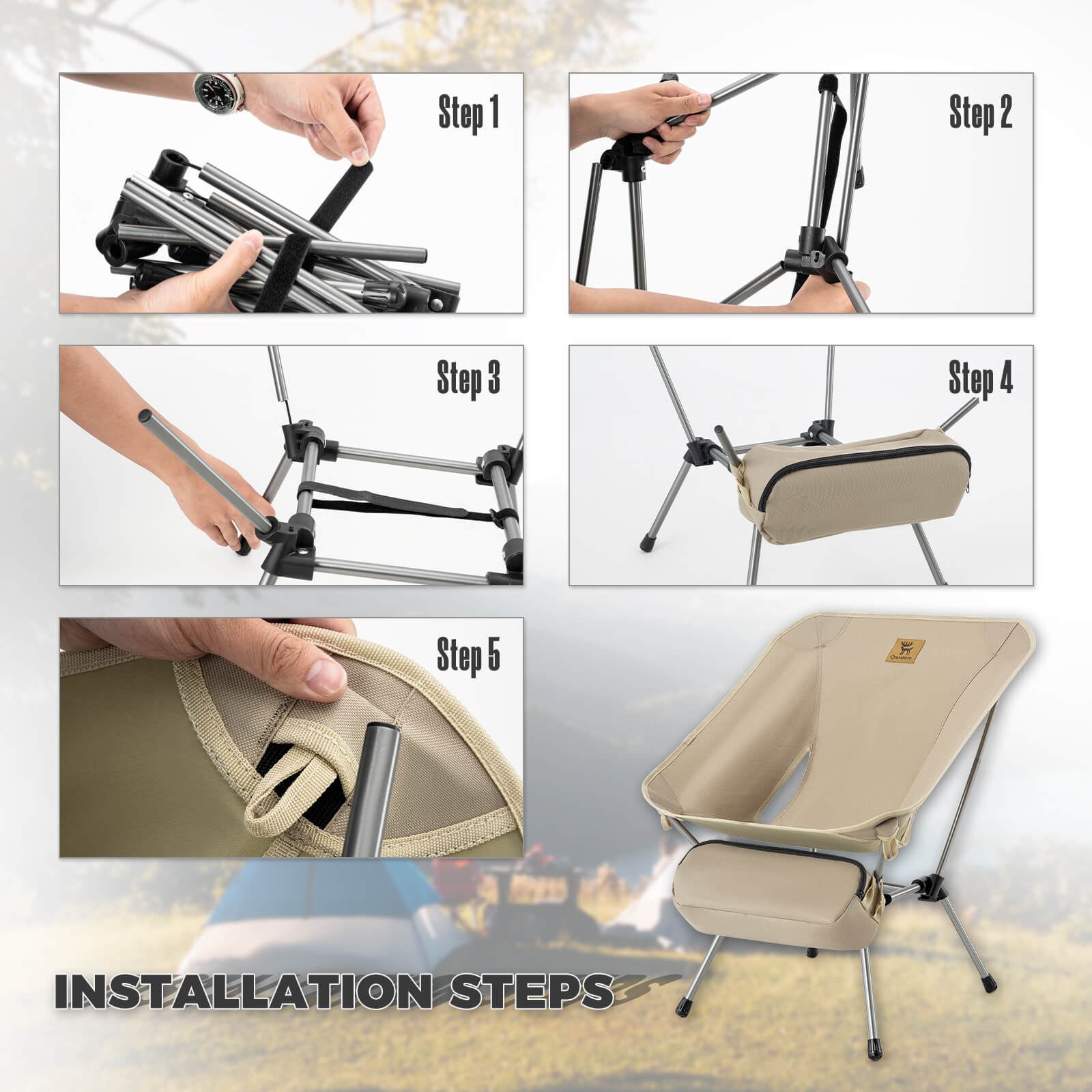 How to set up the Qunature lightweight folding camp chair