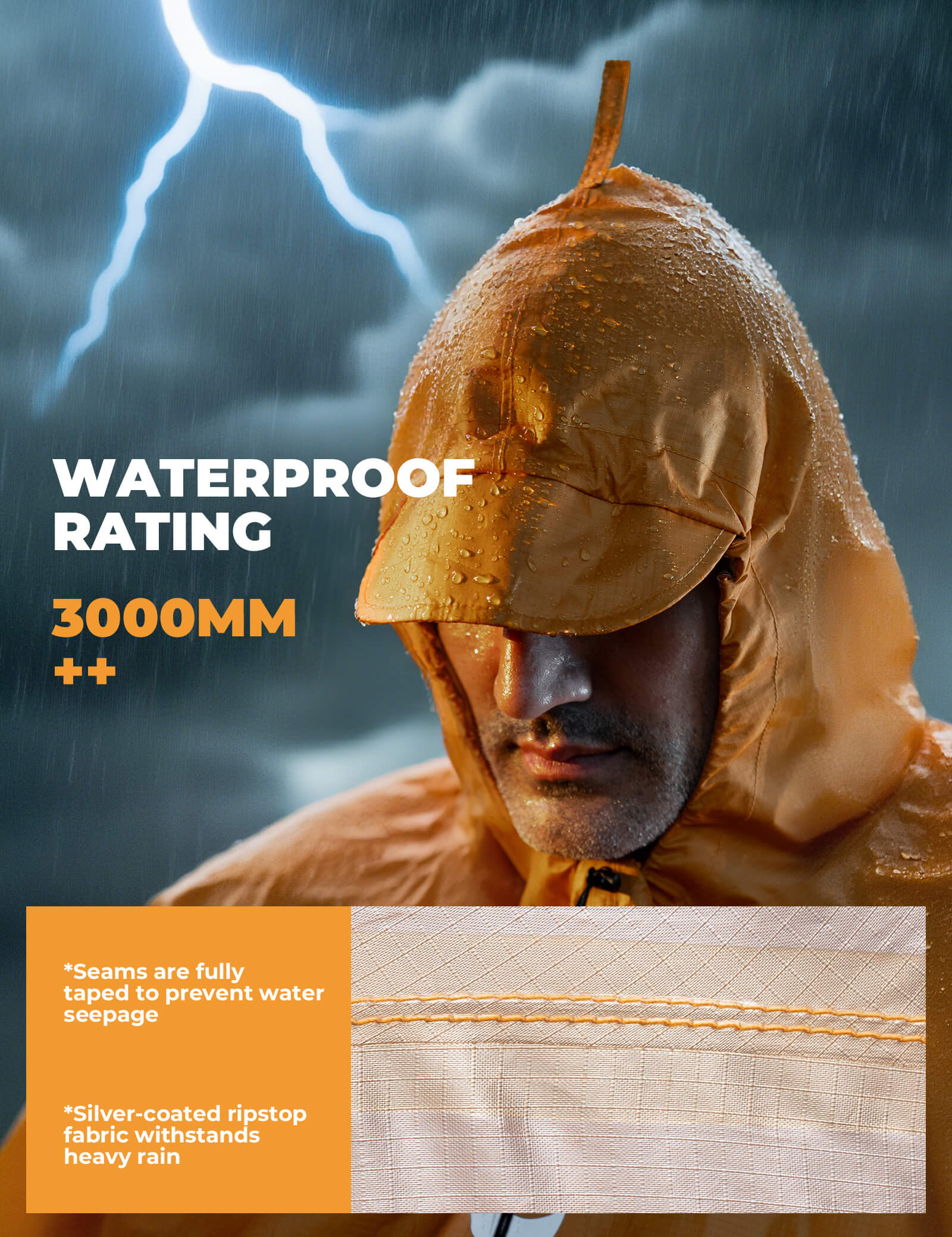 Qunature multi-functional tactical rain jacket waterproof for hiking, camping, and outdoor adventures