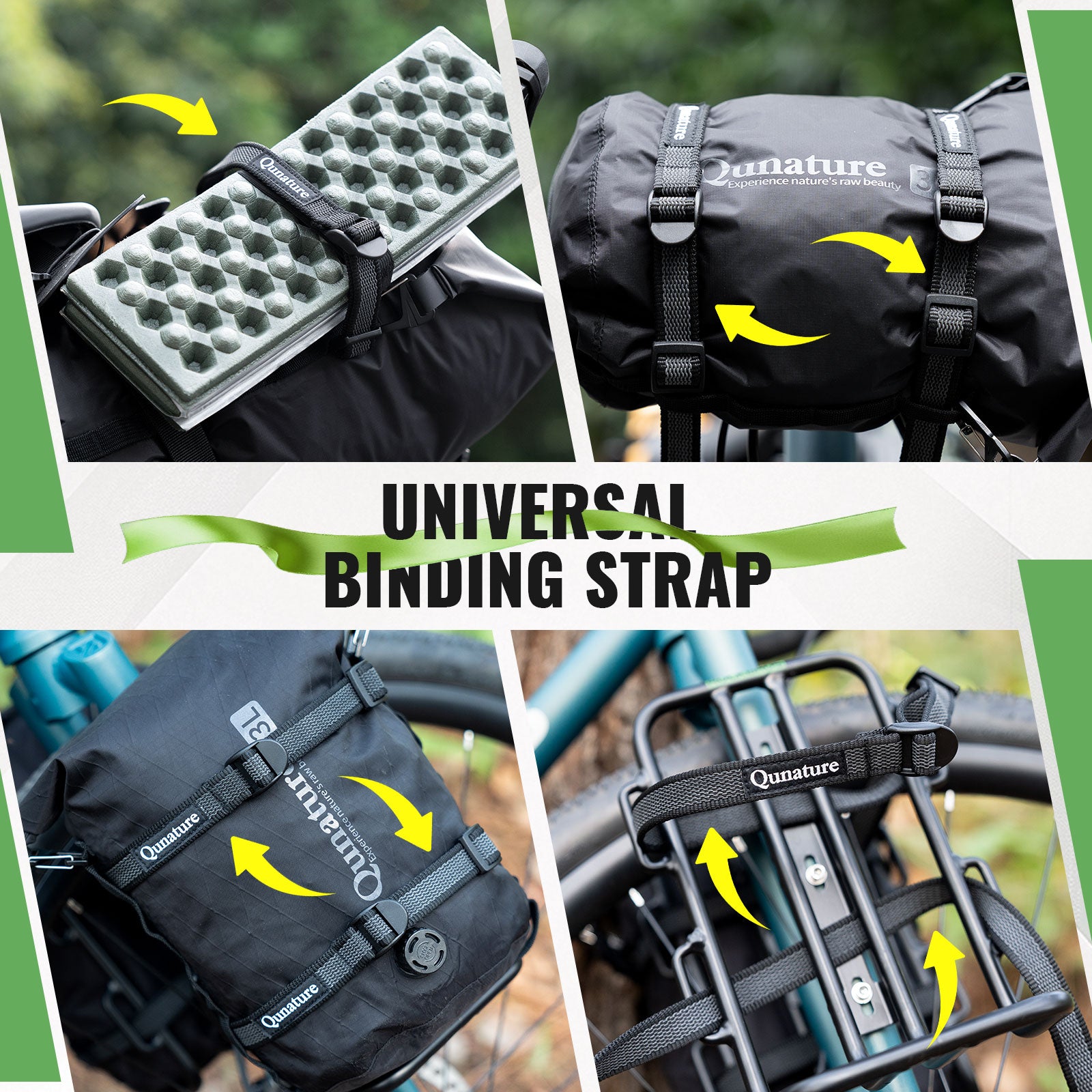 QUNATURE Multi-Purpose Durable Bicycle Cargo Straps for Cycling and Travel.