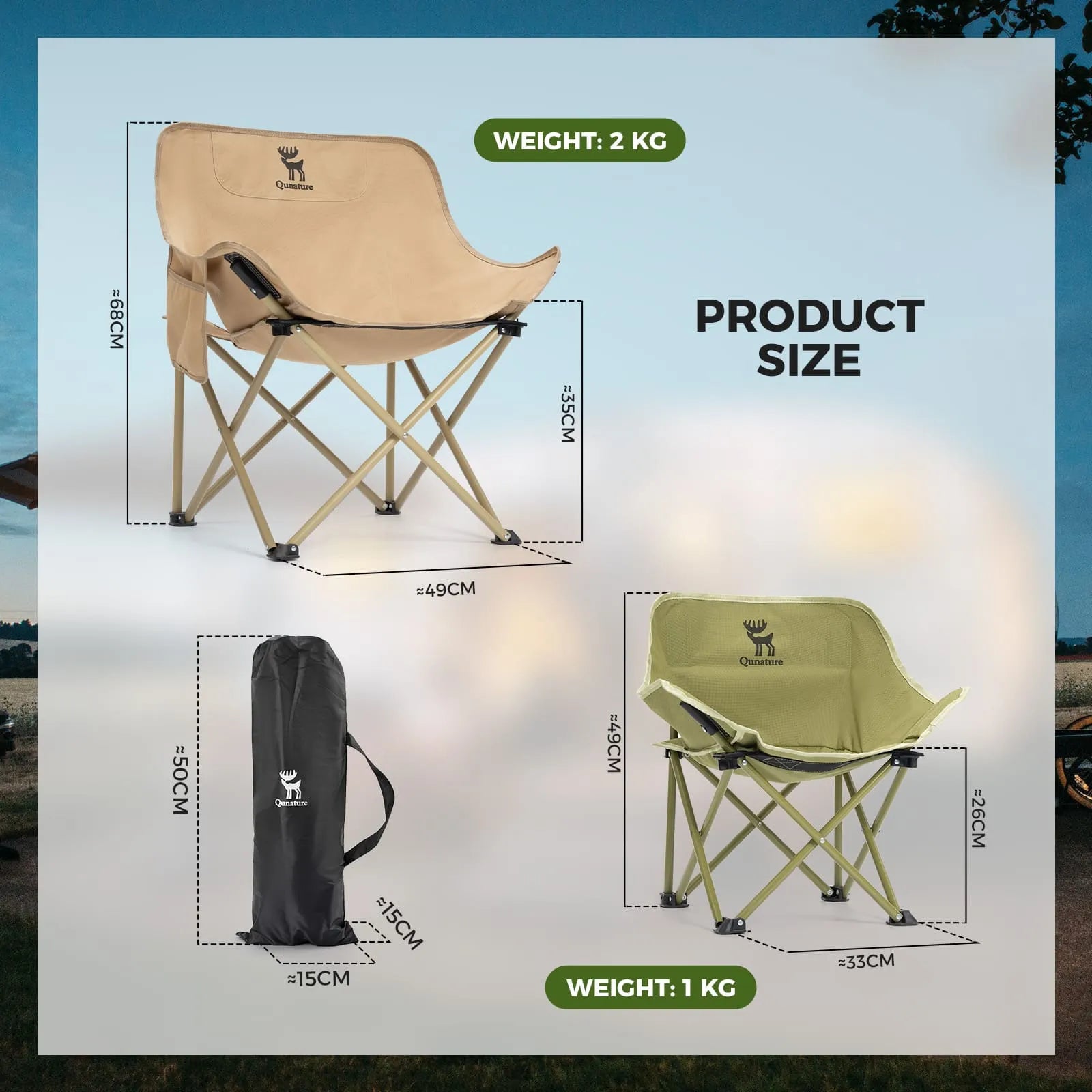 qunature outdoor folding moon chair lightweight camping chair with wide seat and ergonomic support for camping and outdoor use