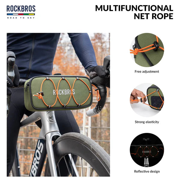 ROAD TO SKY 1.9L Square Bike Handlebar Bag with Knob Lock and EVA Hard Shell
#Color_Green