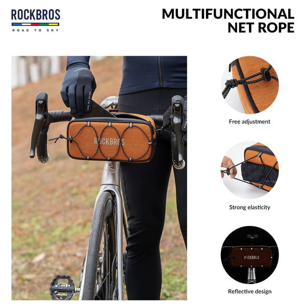 ROAD TO SKY 1.9L Square Bike Handlebar Bag with Knob Lock and EVA Hard Shell
#Color_Orange