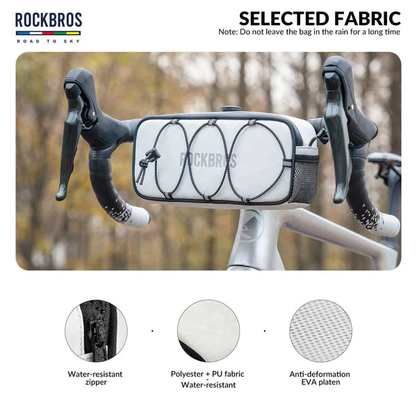 ROAD TO SKY 1.9L Square Bike Handlebar Bag with Knob Lock and EVA Hard Shell
#Color_White