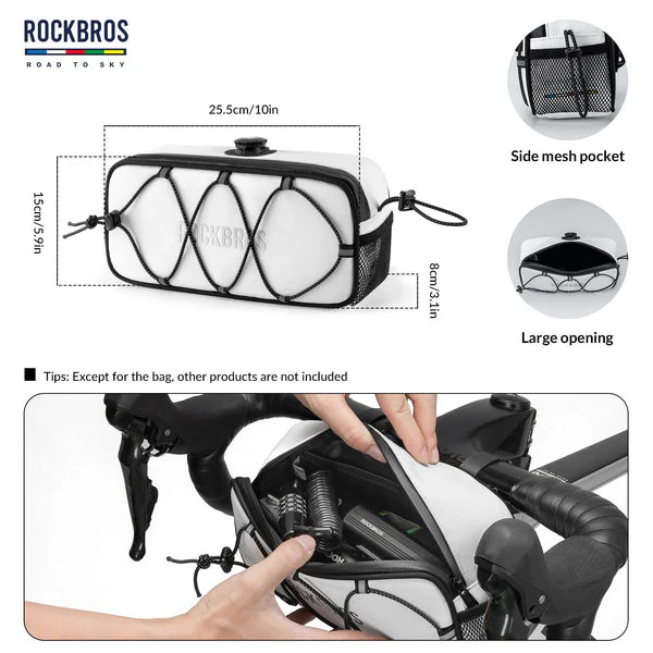 ROAD TO SKY 1.9L Square Bike Handlebar Bag with Knob Lock and EVA Hard Shell
#Color_White