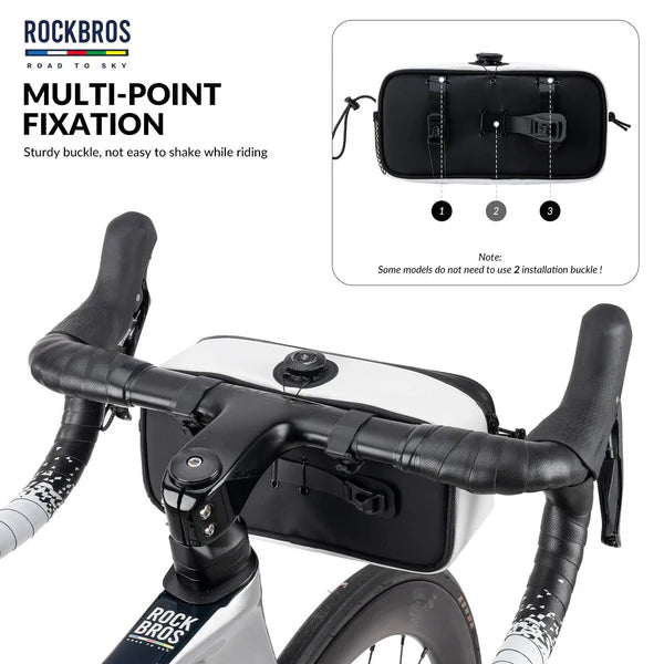 ROAD TO SKY 1.9L Square Bike Handlebar Bag with Knob Lock and EVA Hard Shell
#Color_White