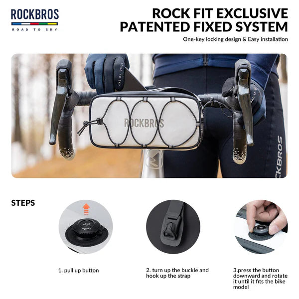ROAD TO SKY 1.9L Square Bike Handlebar Bag with Knob Lock and EVA Hard Shell
#Color_White