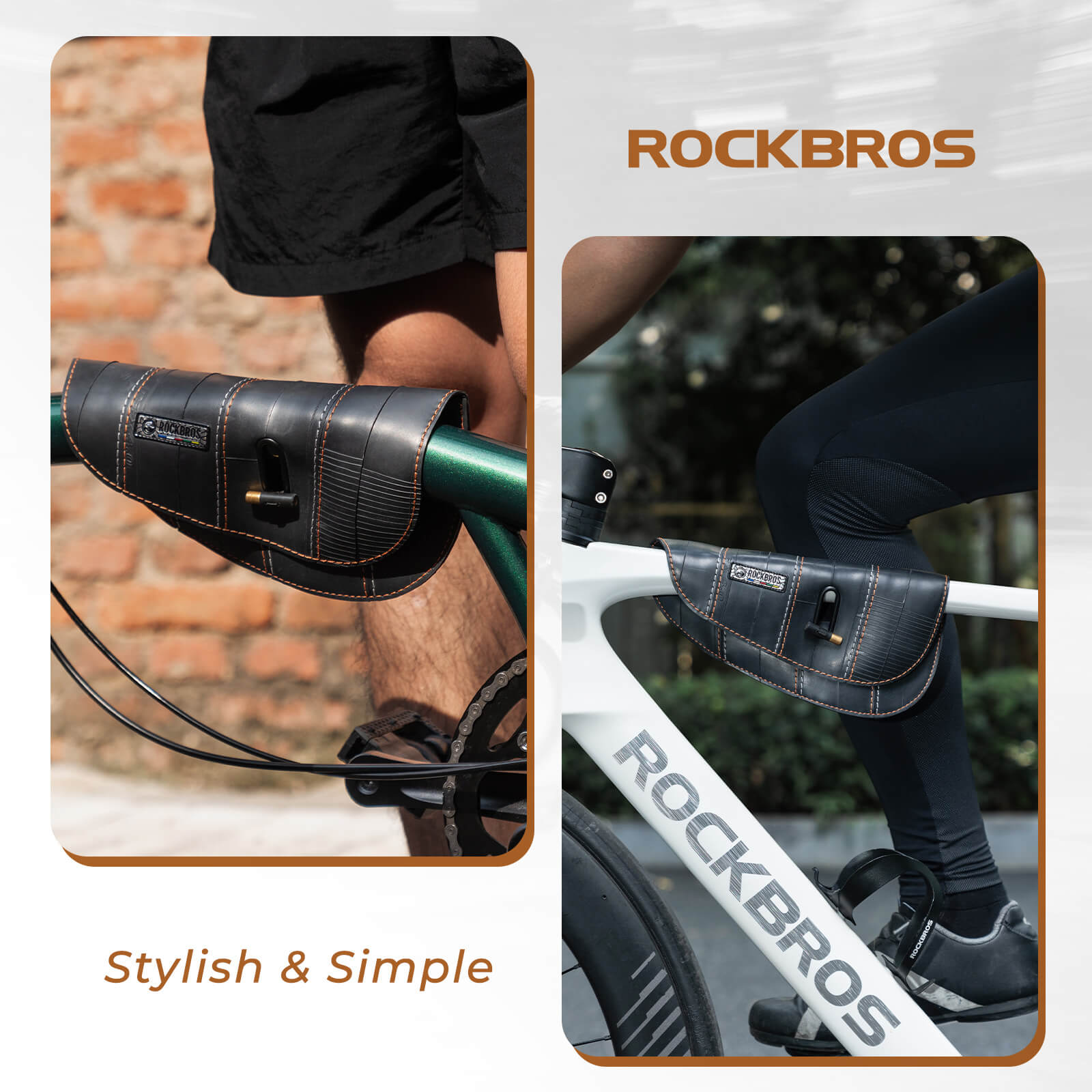 ROAD TO SKY recycled tire bike frame bag 0.5L waterproof cycling triangle bag for road and MTB – ROCKBROS