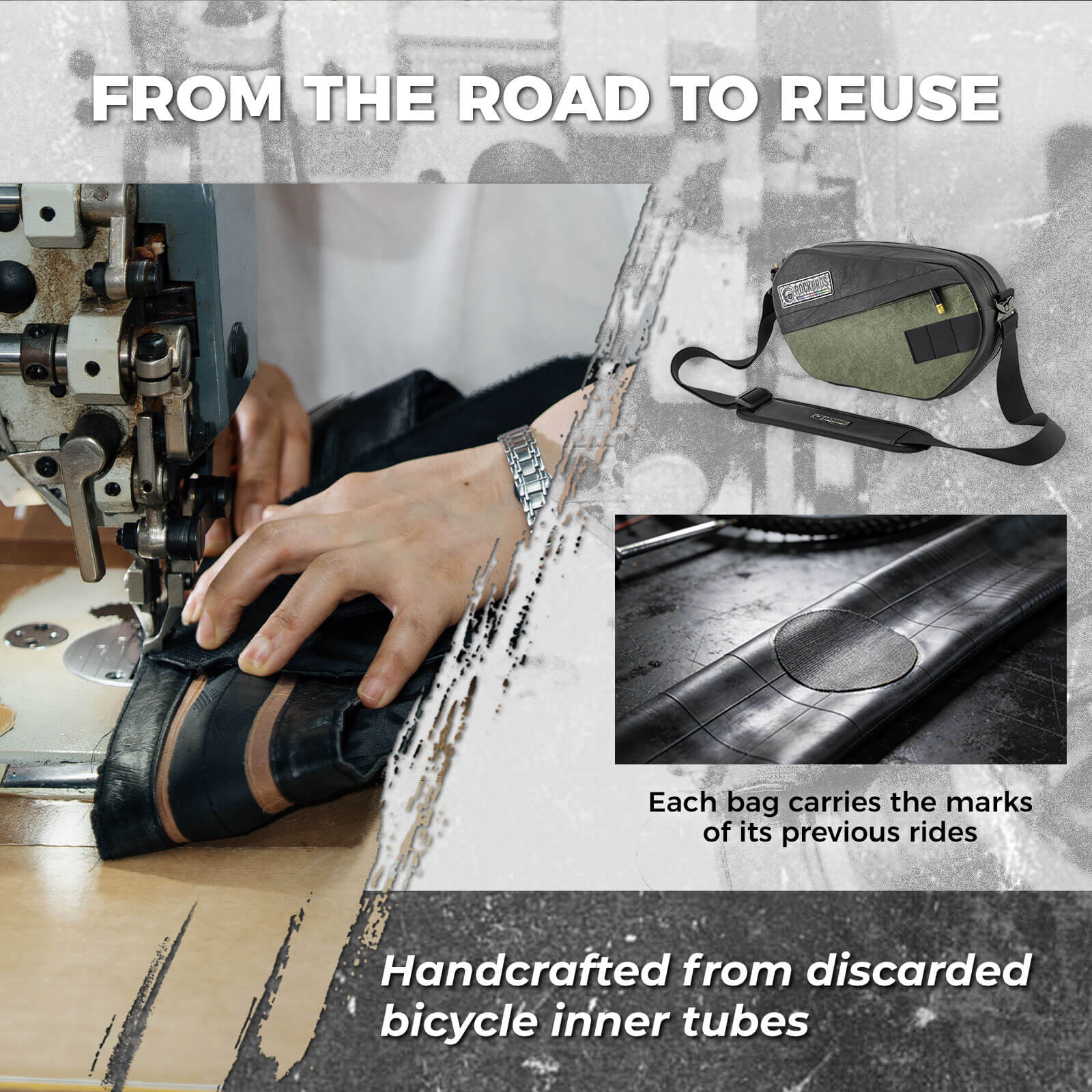 ROAD TO SKY eco-friendly bike handlebar bag recycled tire