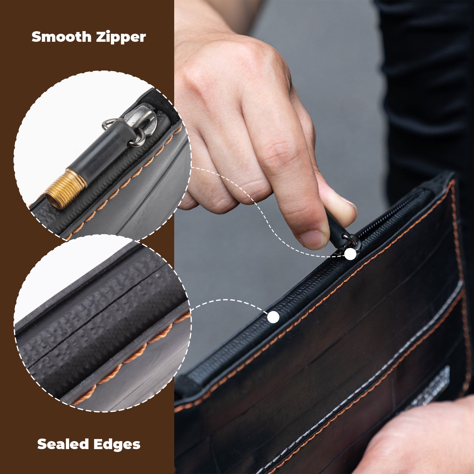 ROAD TO SKY recycled tire bike wallet 0.7L compact waterproof cycling storage bag for tools and essentials – ROCKBROS