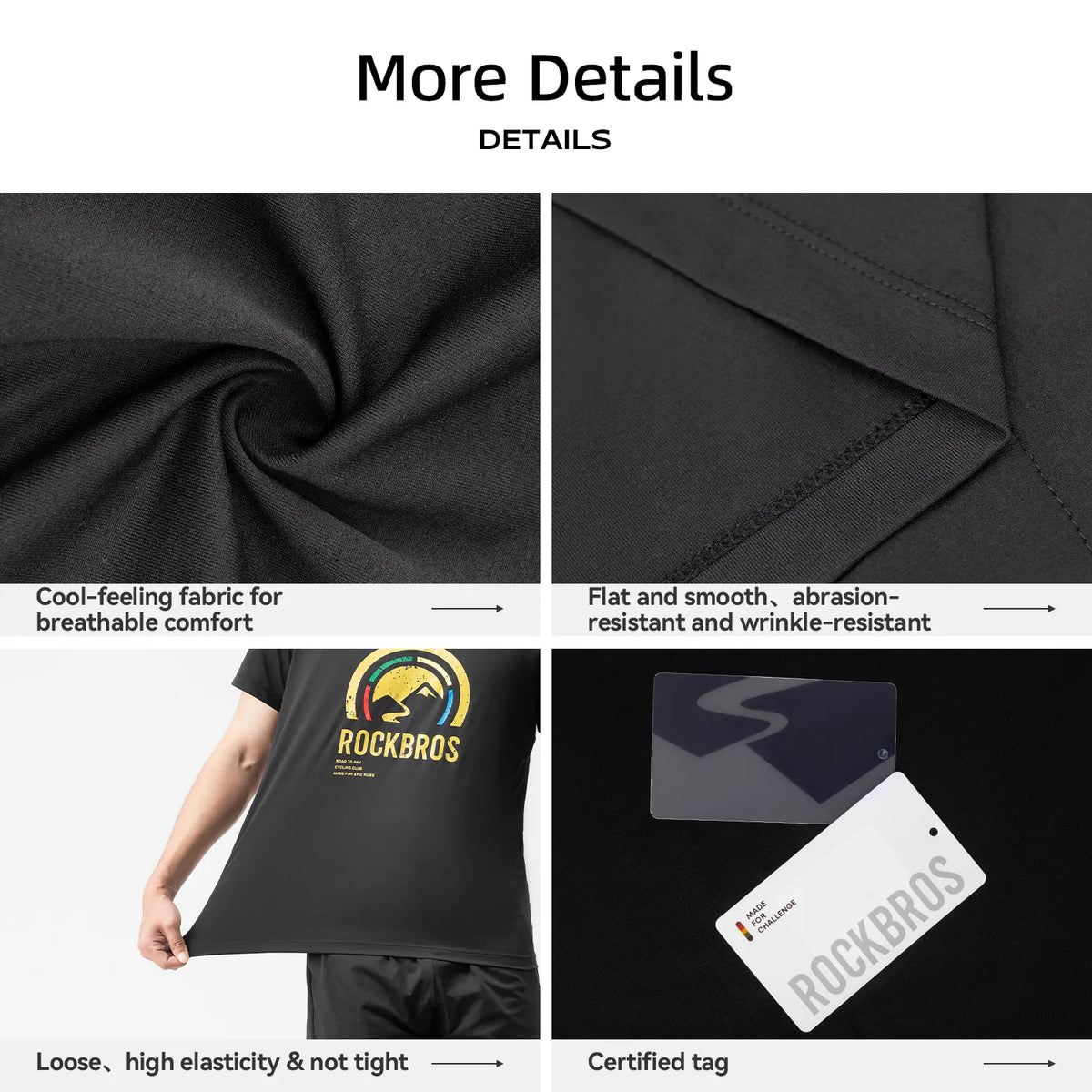 ROAD TO SKY unisex cooling quick-dry cycling T-shirt with side pocket and front logo print.