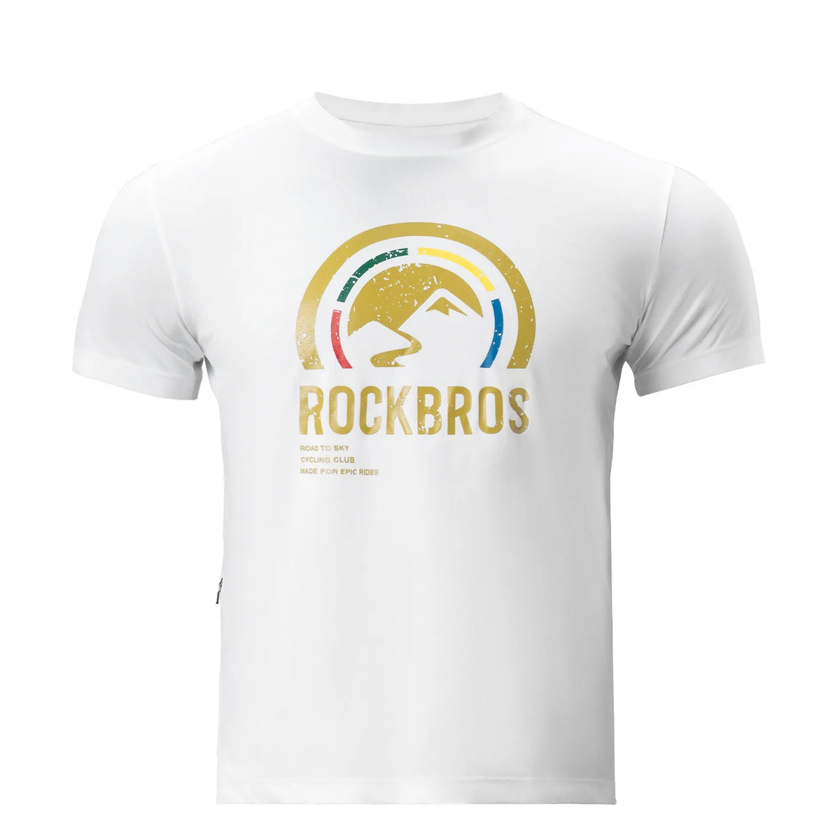 ROAD TO SKY unisex cooling quick-dry cycling T-shirt with side pocket and front logo print.
#Color_White