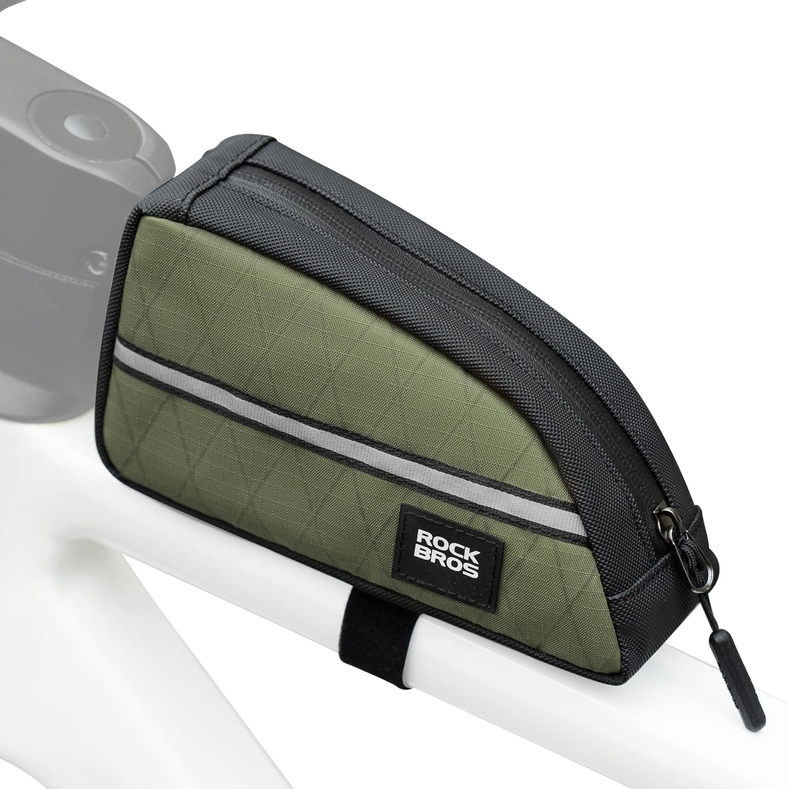 ROCKBROS 0.9L Waterproof Bike Top Tube Bag With Slim Fit And Easy-Access Zipper
#Color_Army Green