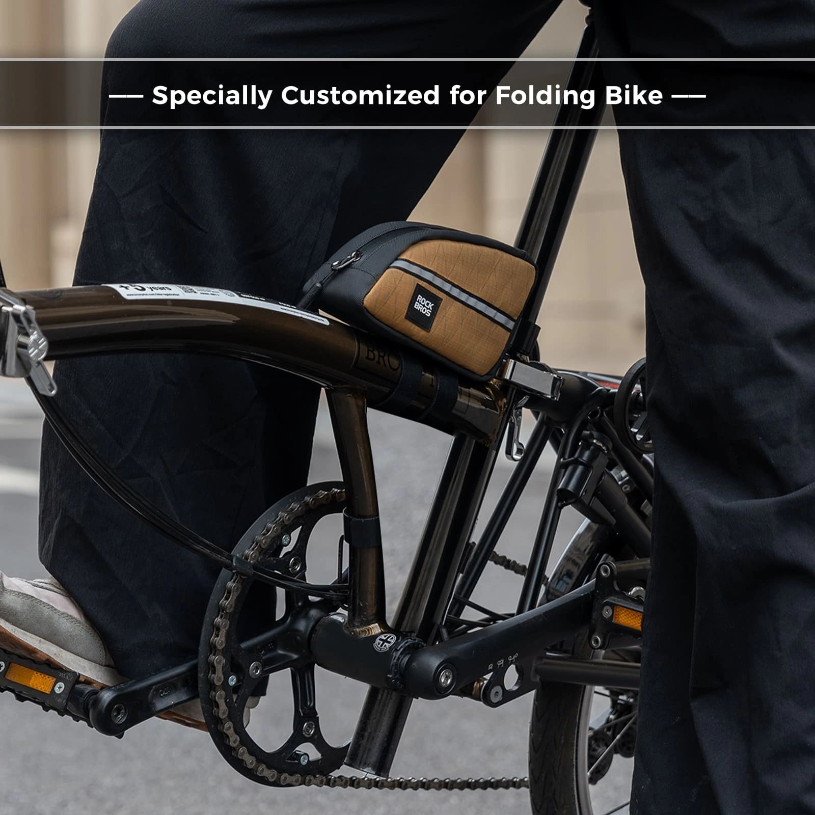 ROCKBROS 0.9L Waterproof Bike Top Tube Bag With Slim Fit And Easy-Access Zipper
#Color_Khaki