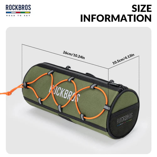 ROCKBROS 1.5L Bike Handlebar Roll Bag with Twist Lock Mount and Waterproof Design
#Color_Green