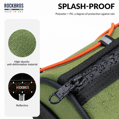 ROCKBROS 1.5L Bike Handlebar Roll Bag with Twist Lock Mount and Waterproof Design
#Color_Green