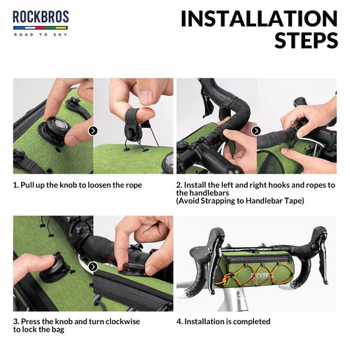 ROCKBROS 1.5L Bike Handlebar Roll Bag with Twist Lock Mount and Waterproof Design
#Color_Green
