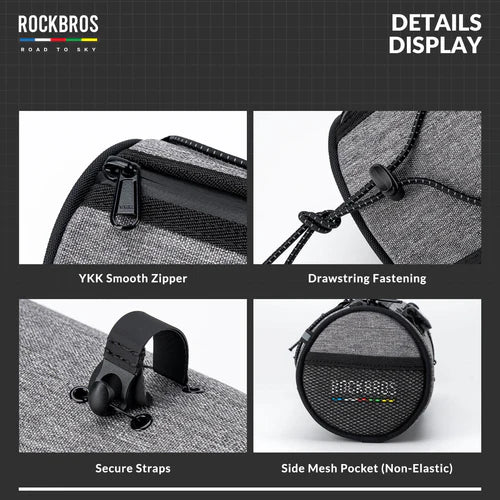 ROCKBROS 1.5L Bike Handlebar Roll Bag with Twist Lock Mount and Waterproof Design
#Color_Gray
