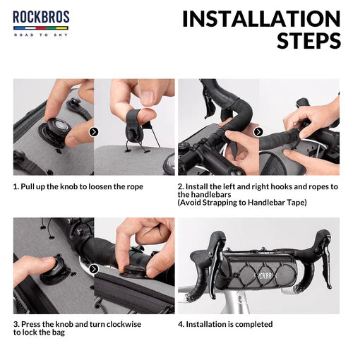 ROCKBROS 1.5L Bike Handlebar Roll Bag with Twist Lock Mount and Waterproof Design
#Color_Gray