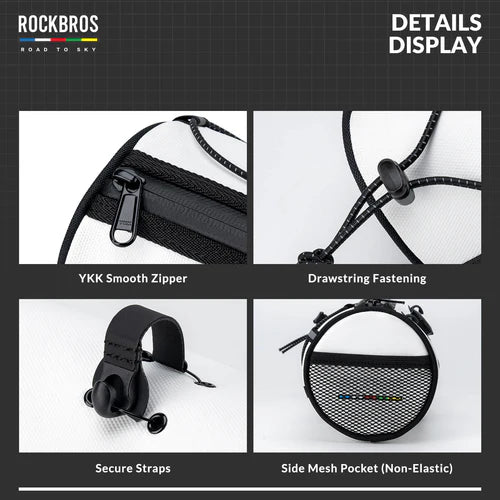 ROCKBROS 1.5L Bike Handlebar Roll Bag with Twist Lock Mount and Waterproof Design
#Color_White