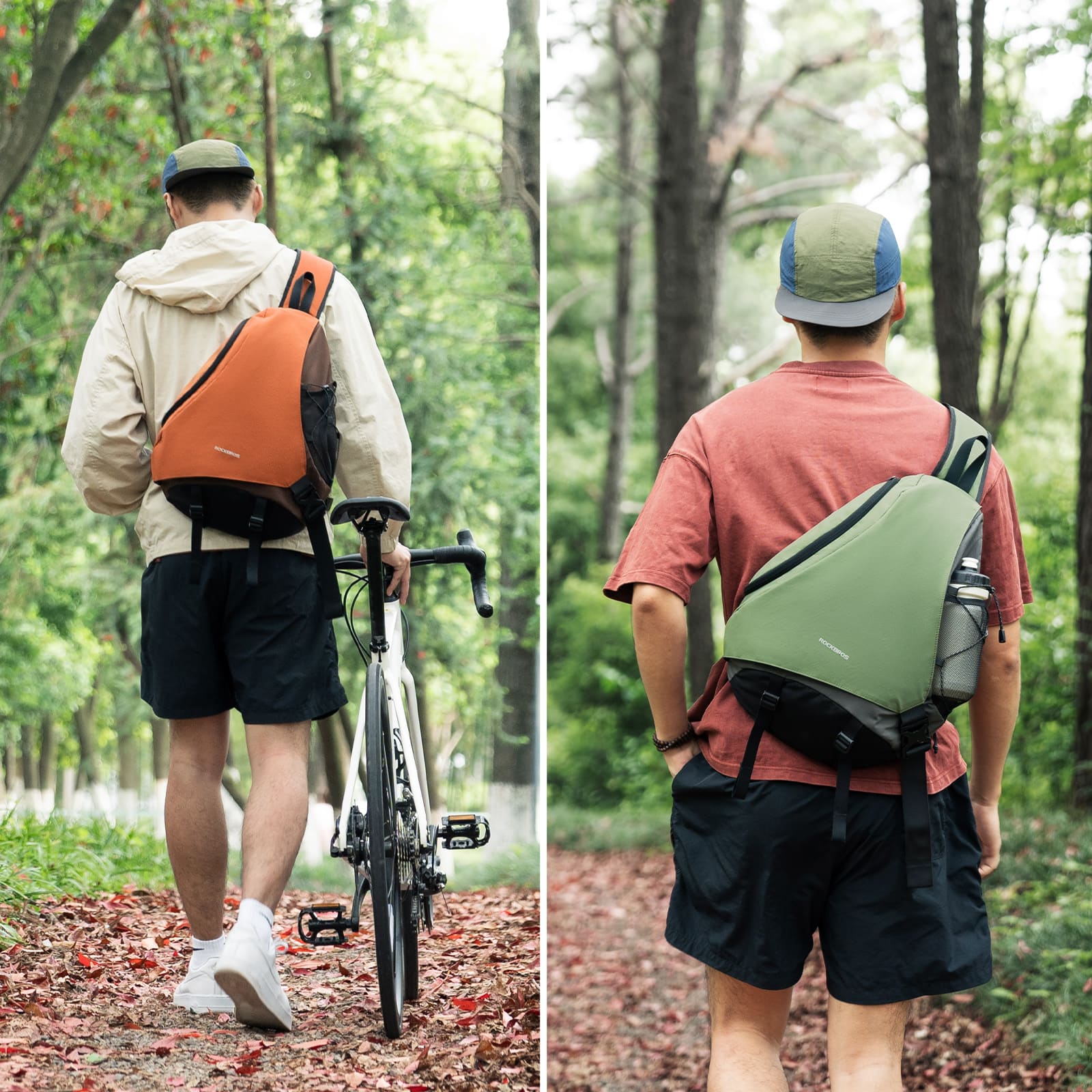 ROCKBROS outdoor crossbody sling bag with magnetic buckle for cycling hiking and daily carry