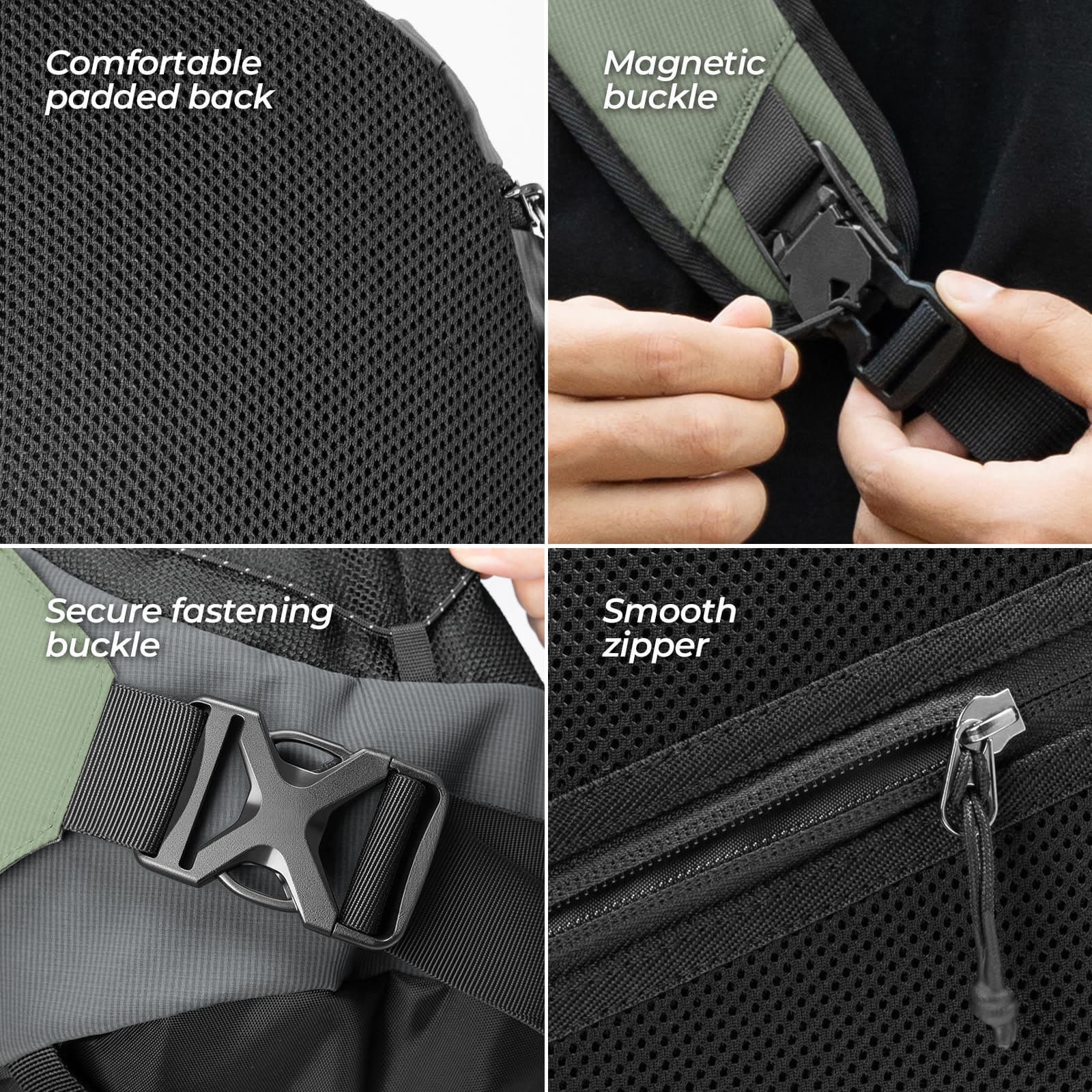 ROCKBROS outdoor crossbody sling bag with magnetic buckle for cycling hiking and daily carry
#Color_Army Green