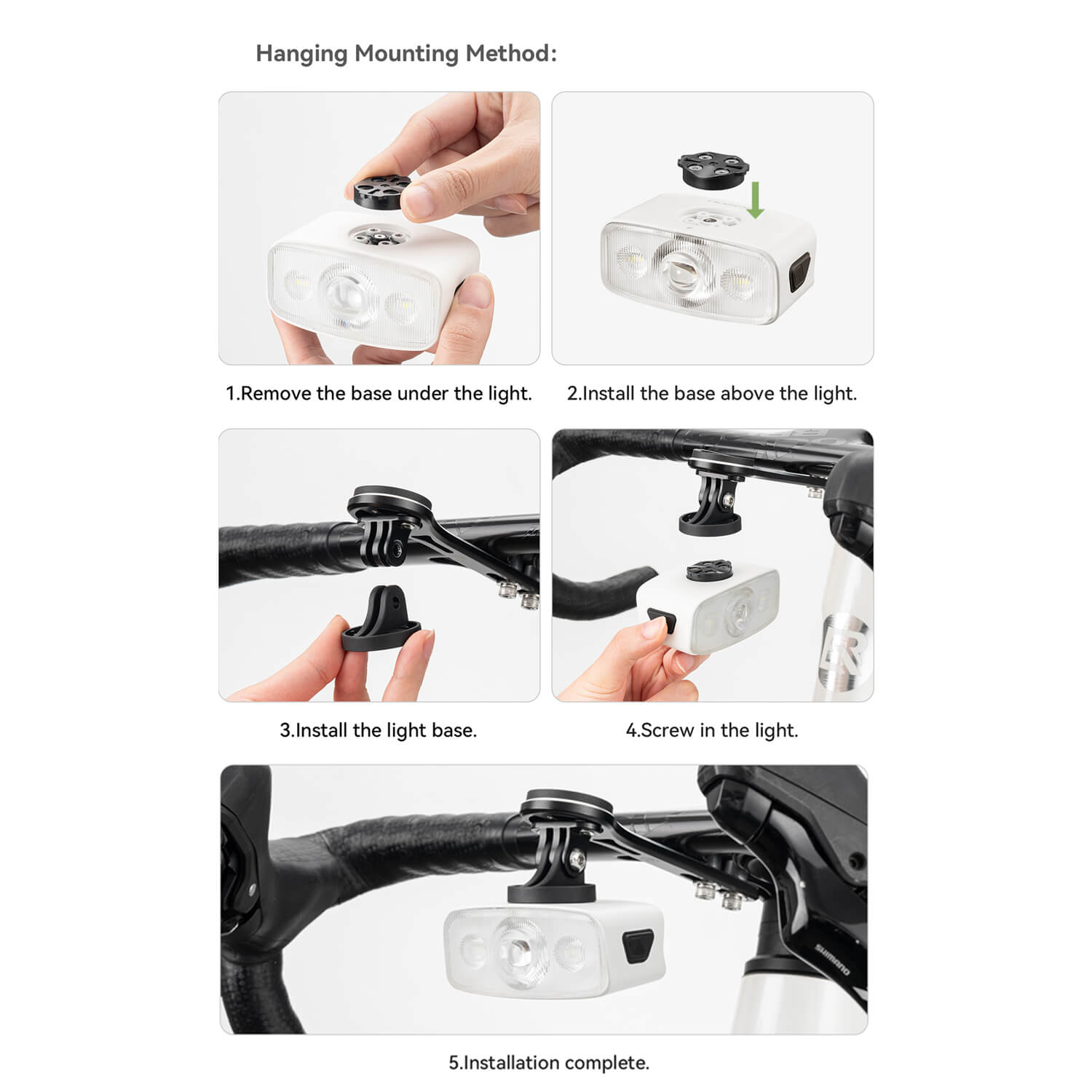 ROCKBROS QC1200LM rechargeable bike headlight with high-intensity 5050 20W LED.