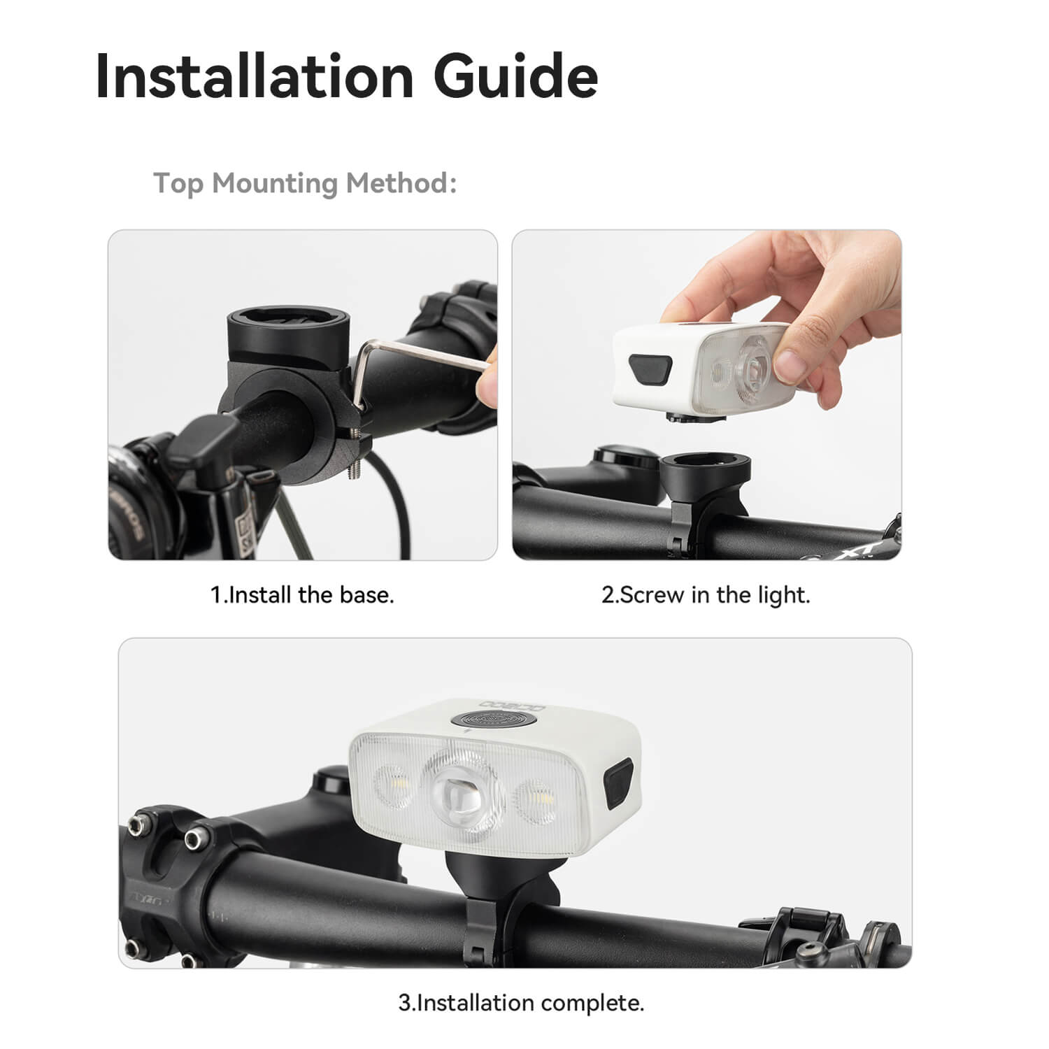 ROCKBROS QC1200LM rechargeable bike headlight with high-intensity 5050 20W LED.