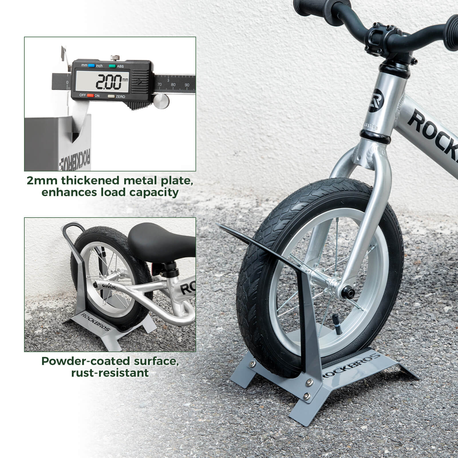 ROCKBROS 12 inch children's bicycle floor stand and scooter parking rack
#Color_Gray