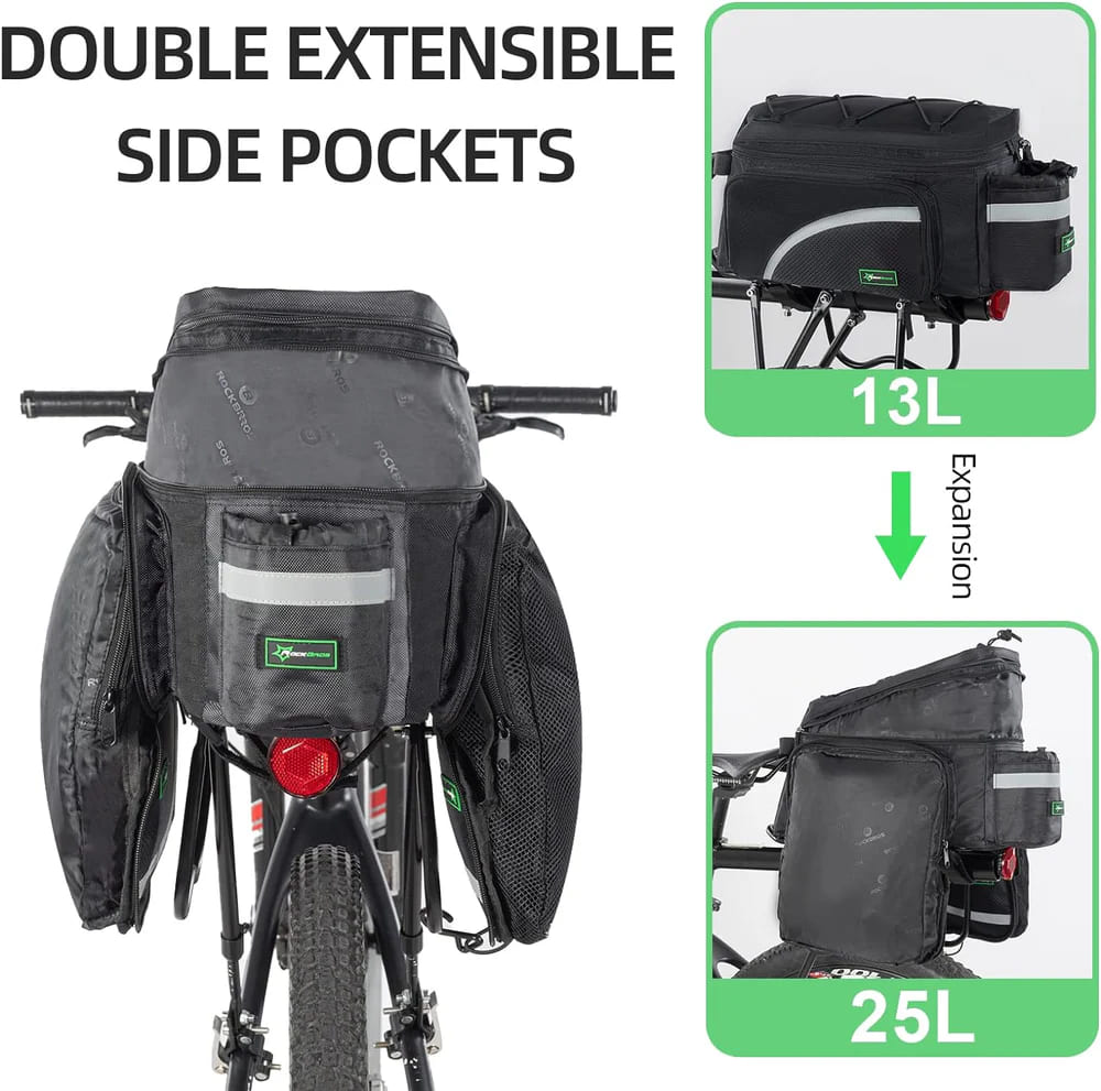 ROCKBROS Expandable 13-25L Bike Trunk Bag For Long-Distance Cycling And Commuting