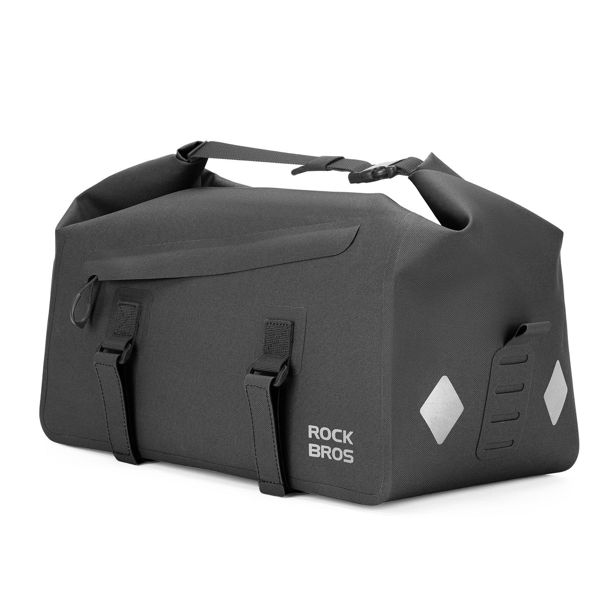 ROCKBROS 16L waterproof bike rear rack bag with roll-top design for cycling commuting and travel
#Color_Black