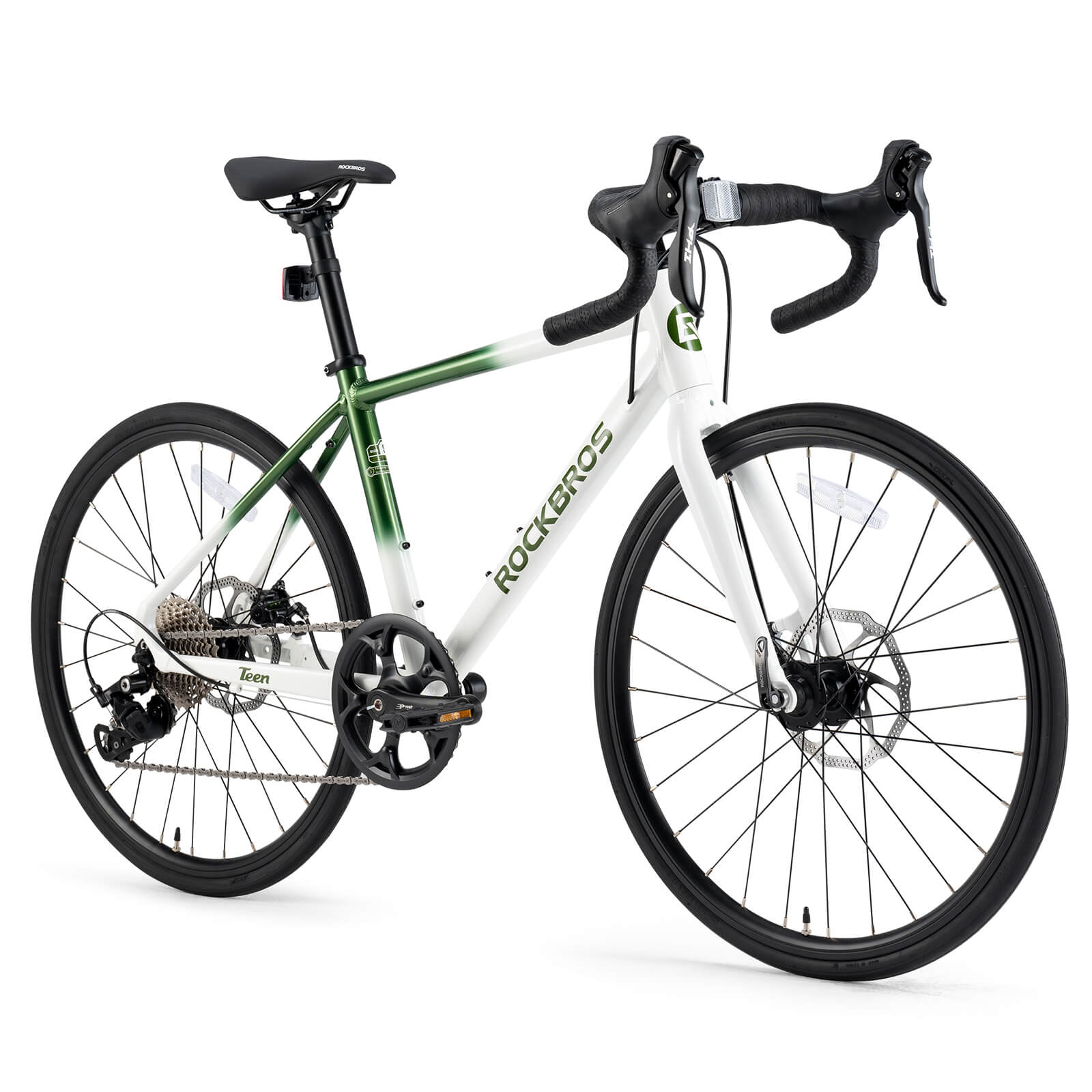 ROCKBROS 22 inch youth road bike in green with drop bars
#Color_White