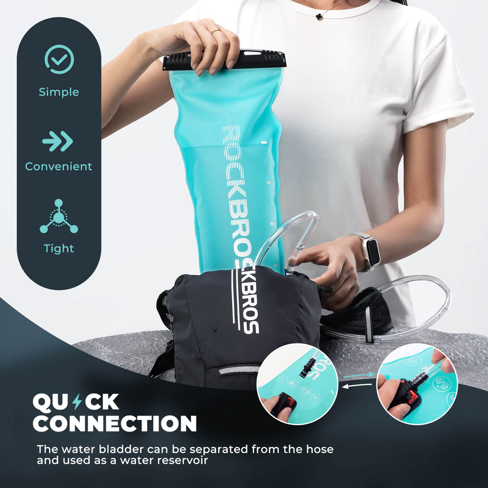ROCKBROS 2L hydration bladder compatible with most outdoor backpacks
