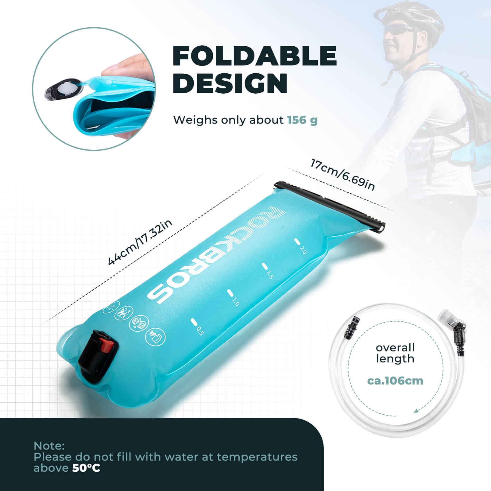 ROCKBROS 2L hydration bladder compatible with most outdoor backpacks