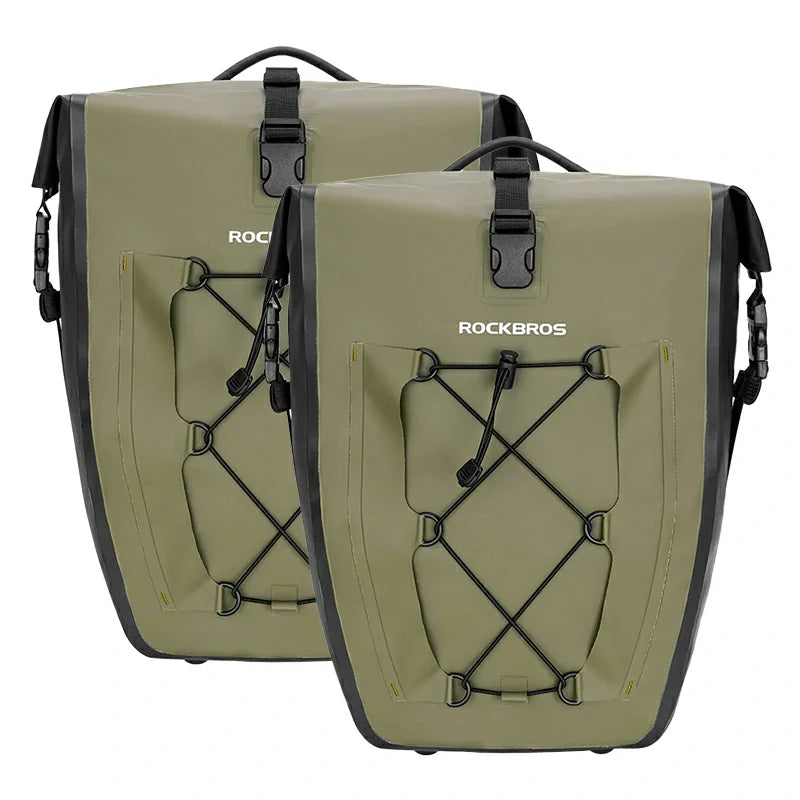 ROCKBROS waterproof cycling pannier bag with reflective logo
#Color_Green