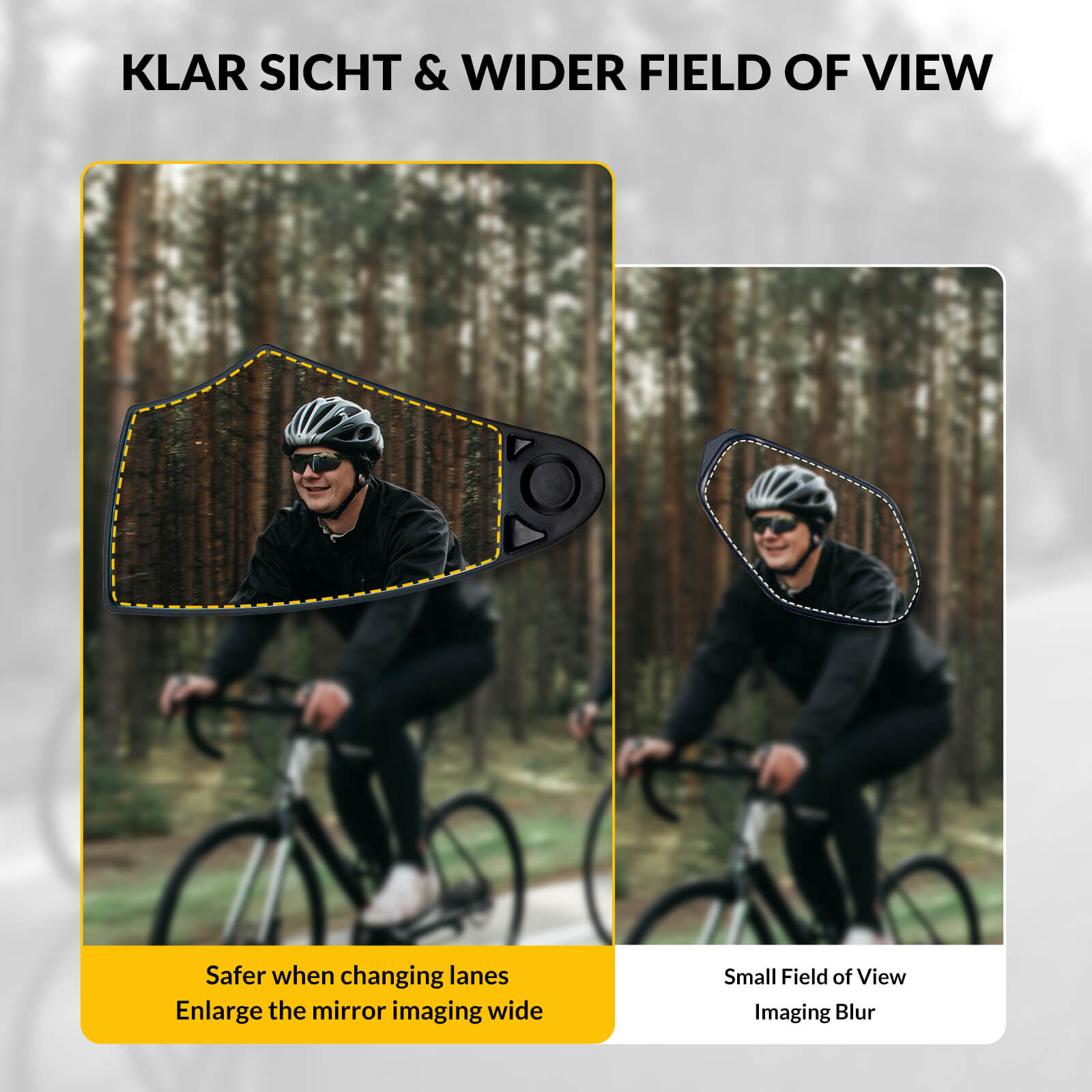 ROCKBROS anti-glare bike mirror, 360° rotation and extendable arm for optimal rear visibility