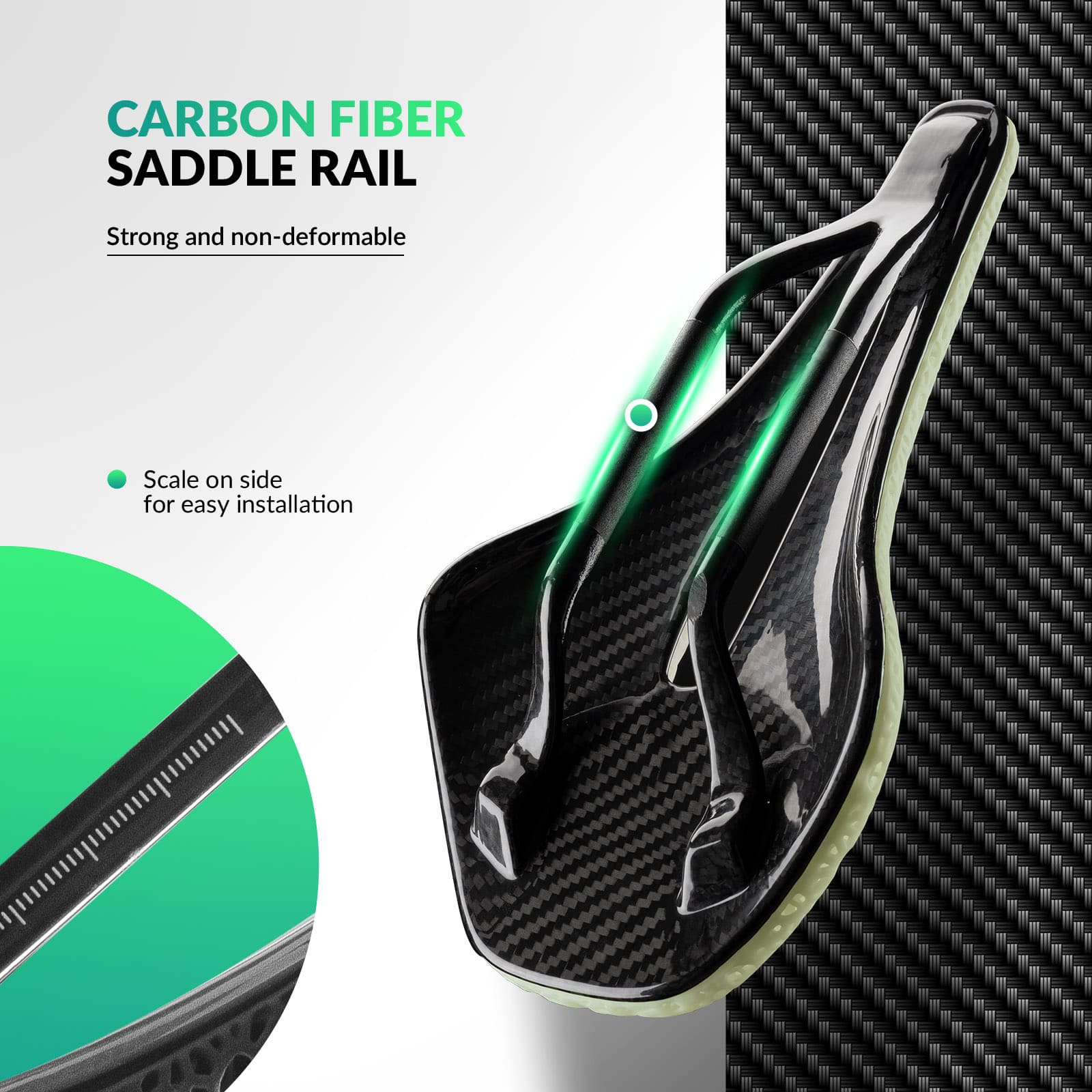 ROCKBROS 3D printed bike saddle with carbon rails lightweight cycling seat
#Color_Green