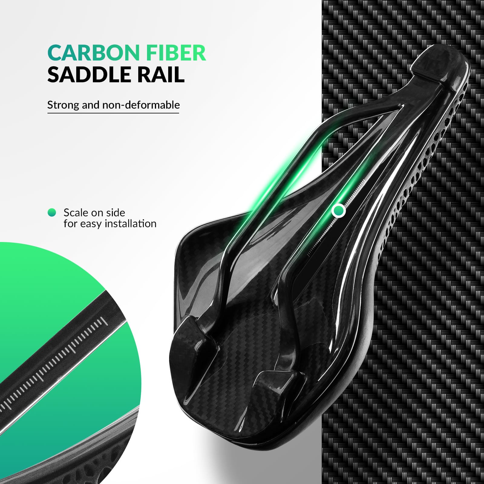 ROCKBROS 3D printed bike saddle with carbon rails lightweight cycling seat
#Color_Black