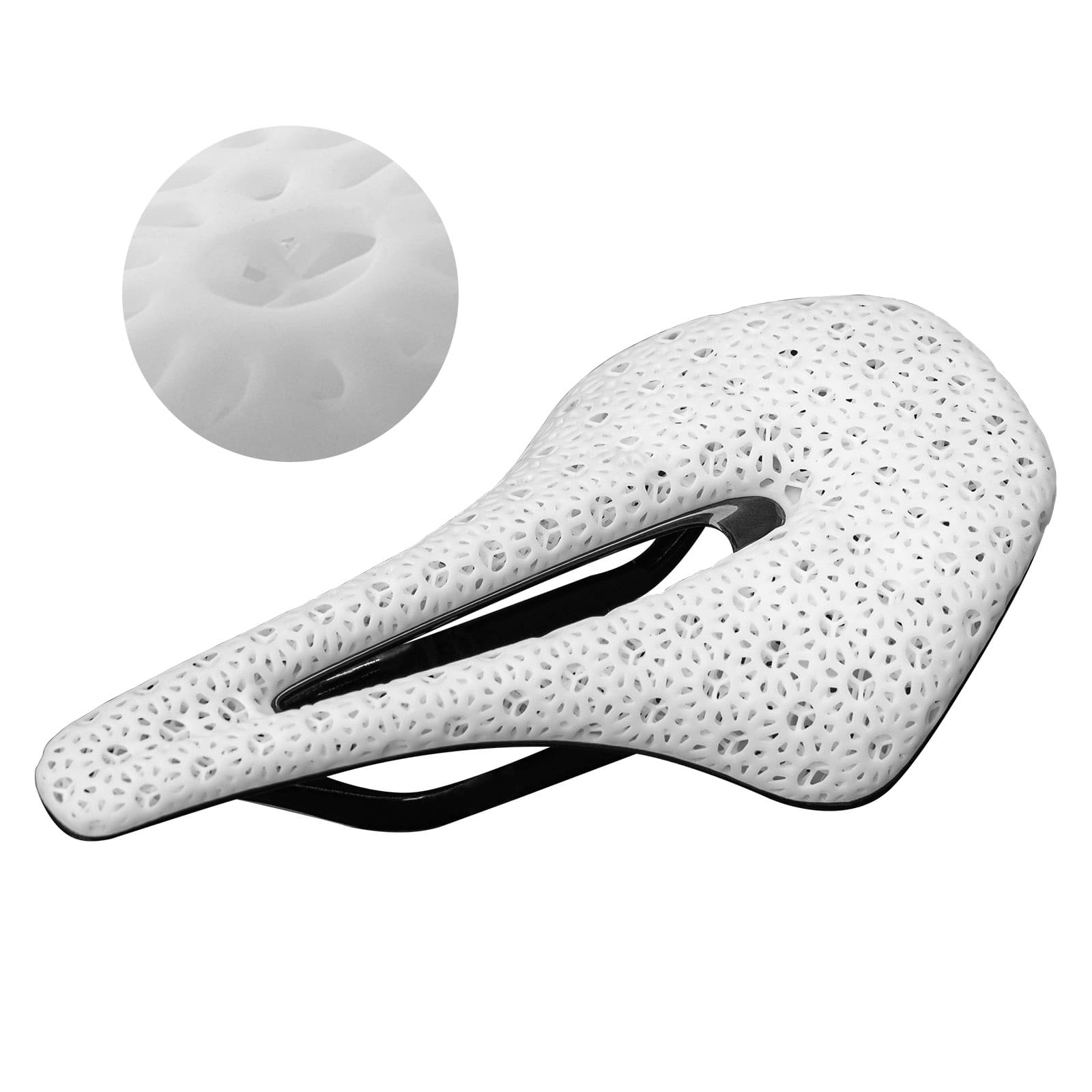 ROCKBROS 3D printed bike saddle with carbon rails lightweight cycling seat
#Color_White