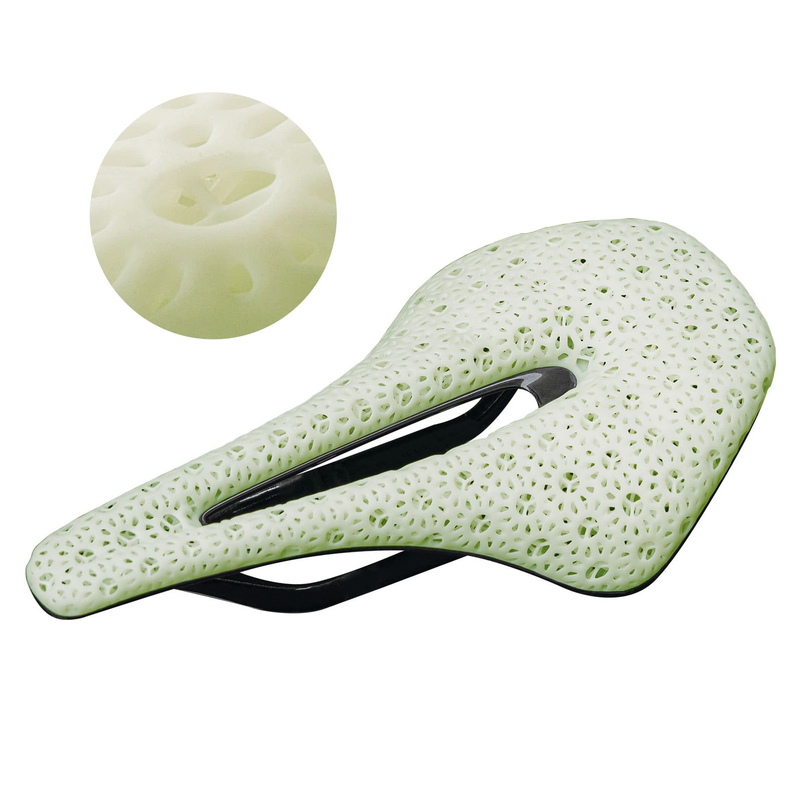 ROCKBROS 3D printed bike saddle with carbon rails lightweight cycling seat
#Color_Green