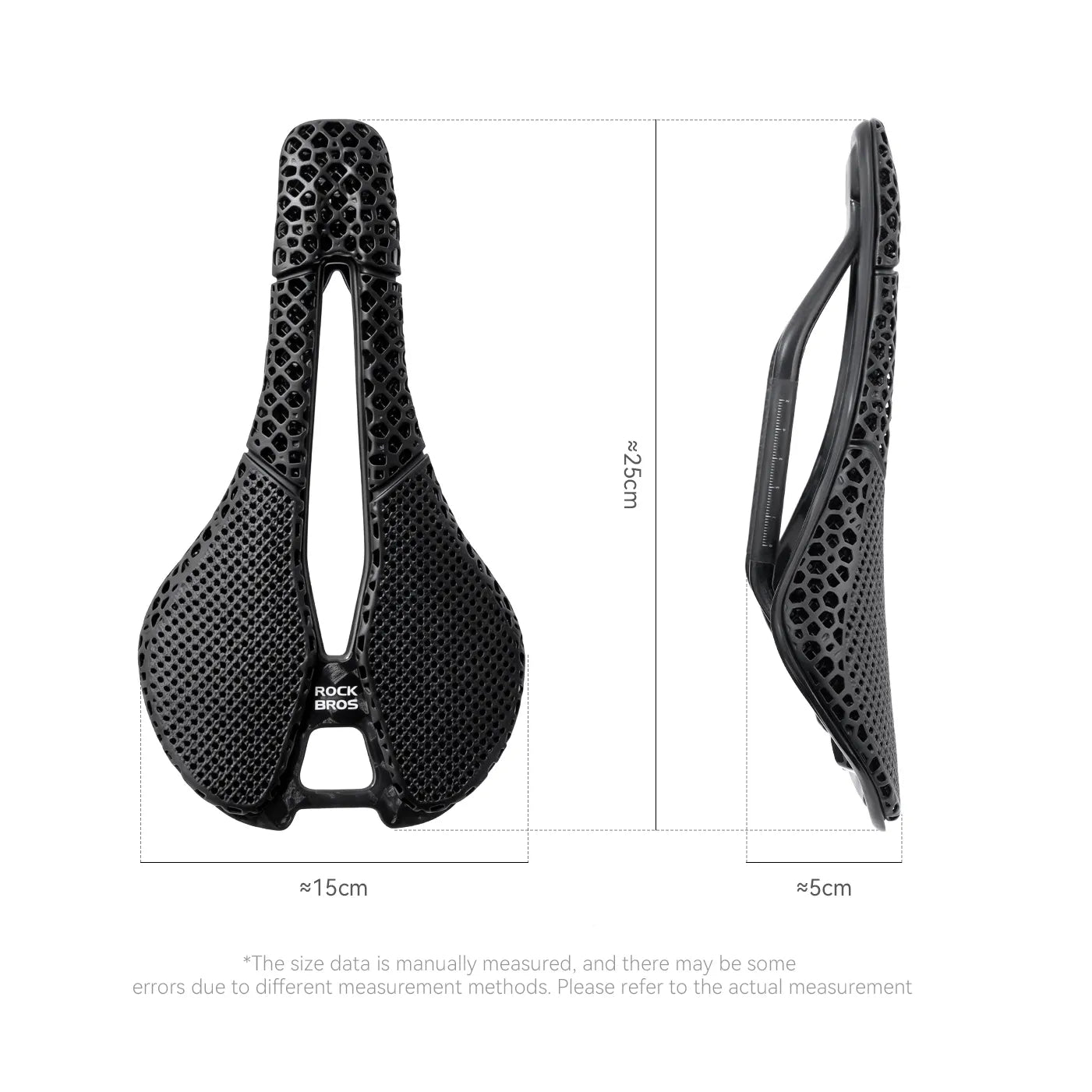 ROCKBROS 3D printed carbon bike saddle with a lightweight 12K carbon fiber base for road, mountain, and folding bikes