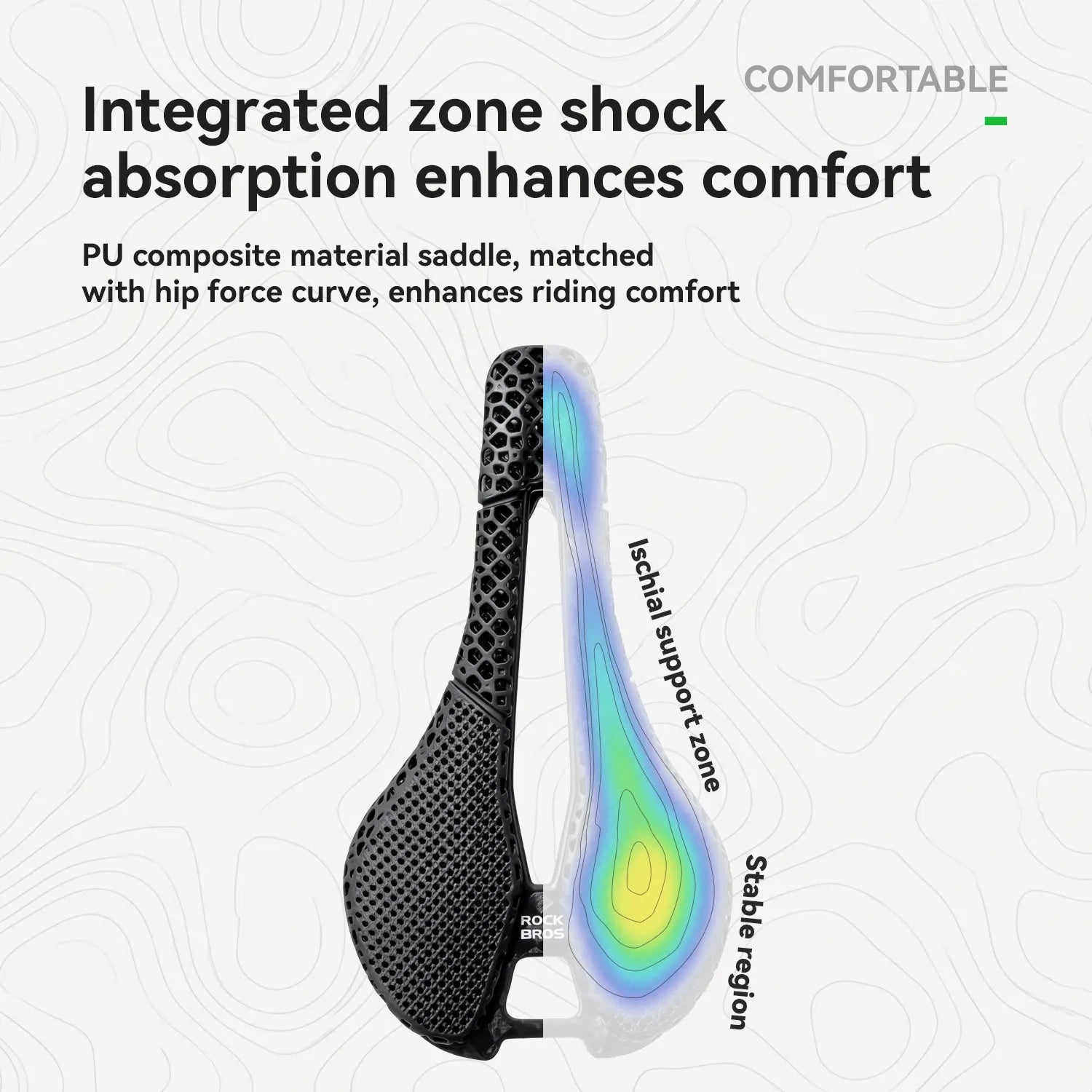 ROCKBROS 3D printed carbon bike saddle with a lightweight 12K carbon fiber base for road, mountain, and folding bikes